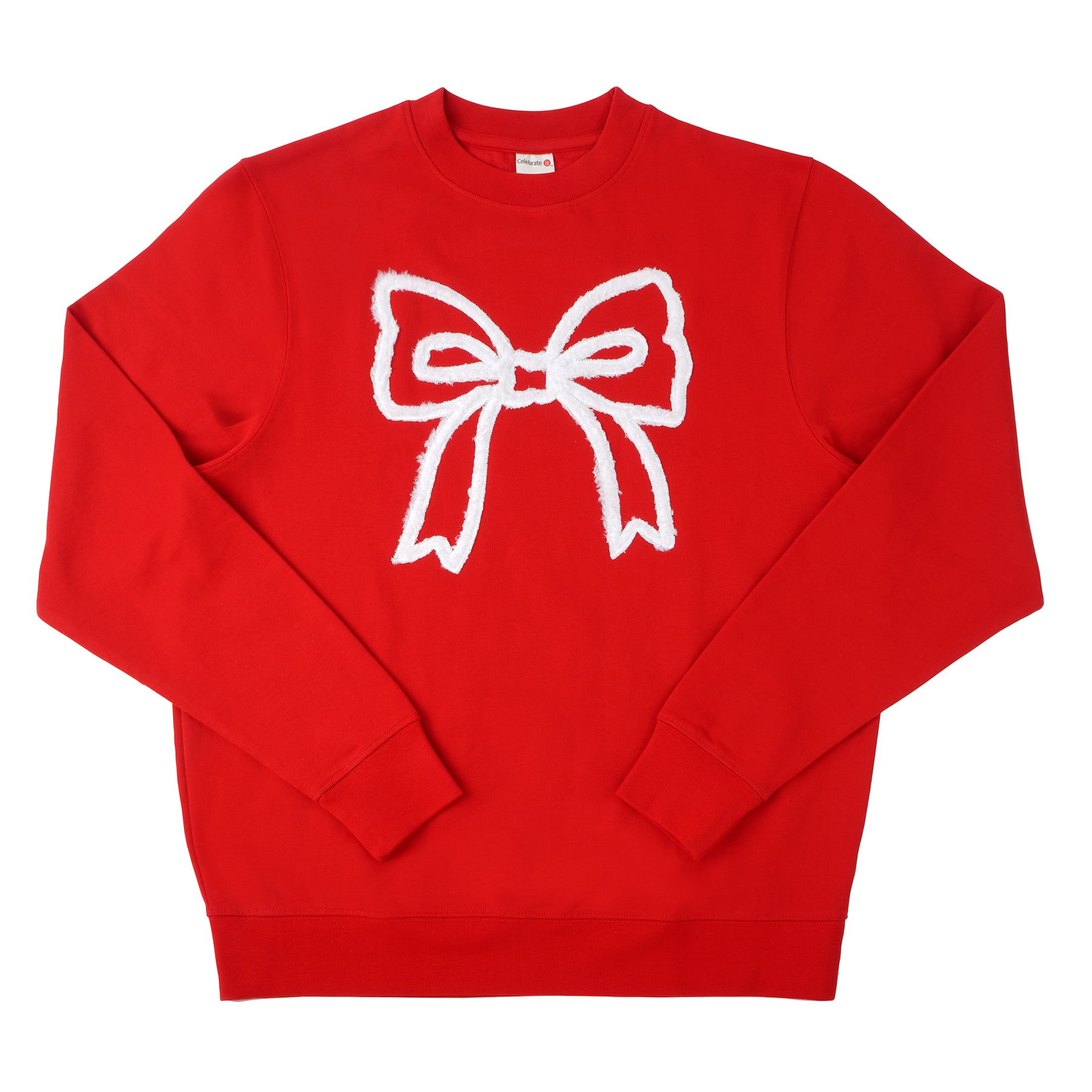 Red Fuzzy Bow Adult Crew Neck Sweatshirt by Celebrate It™