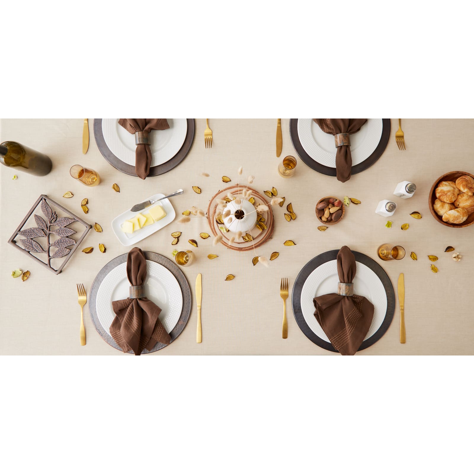 Red French Stripe Tablecloth 52" x 52"