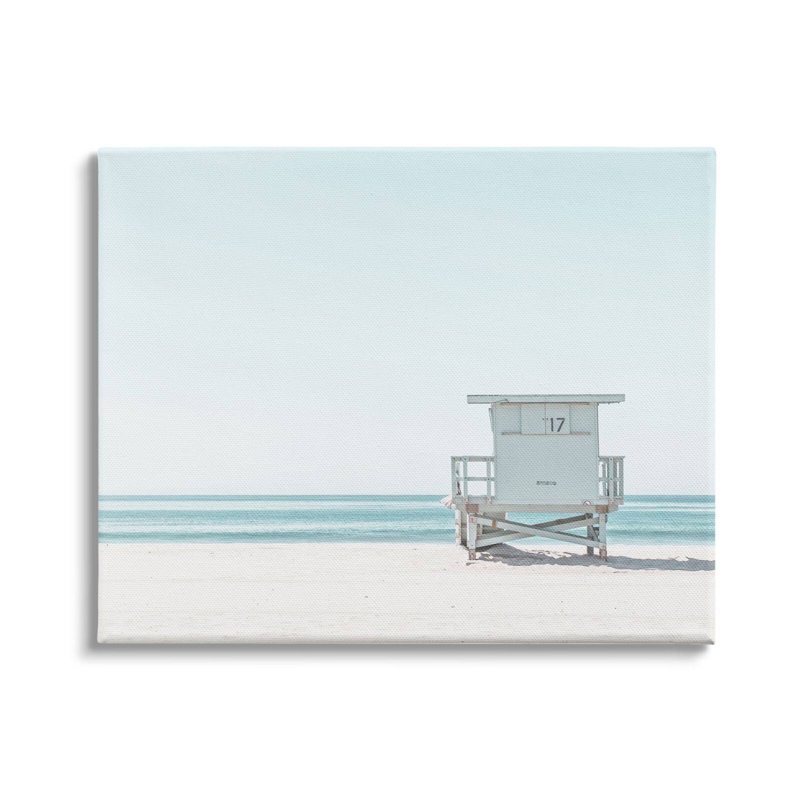 Stupell Industries Sun Bleached Blue Coast Lifeguard Shelter Summer Photography Canvas Wall Art