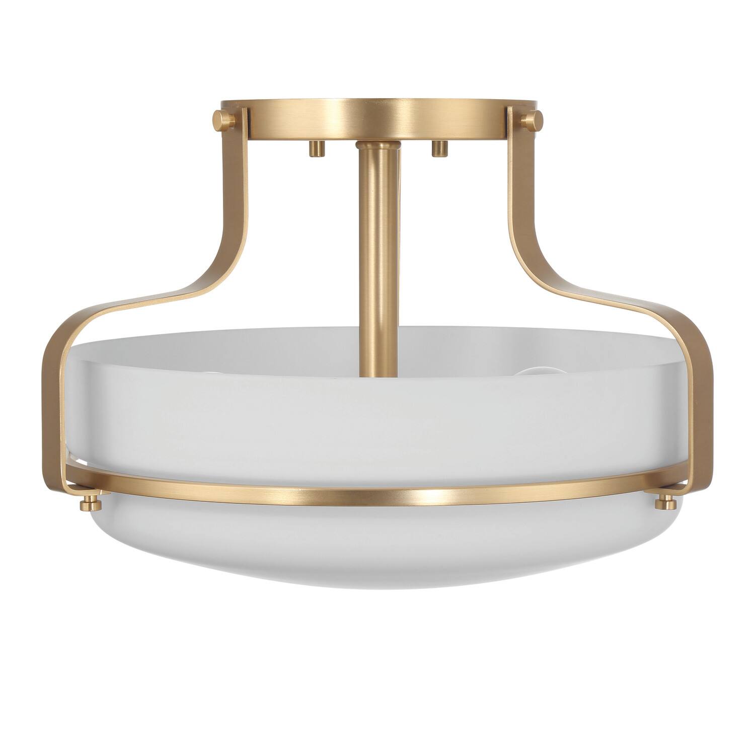 Hello Honey® Chatsworth White & Gold Etched Opal Glass & Metal Semi-Flush Mount Ceiling Light