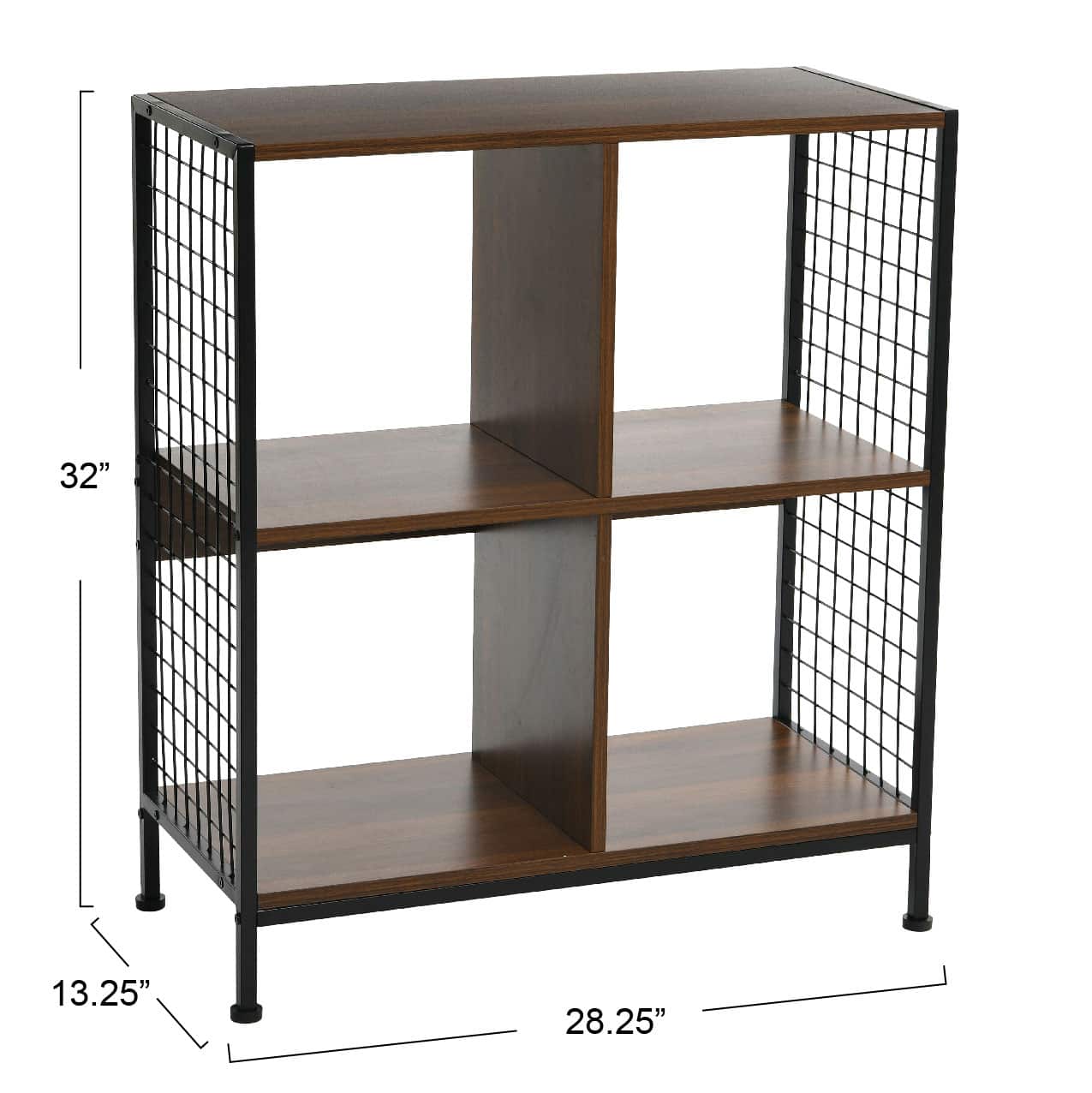 Household Essentials 28&#x22; 4-Compartment Trellis Storage Bookshelf