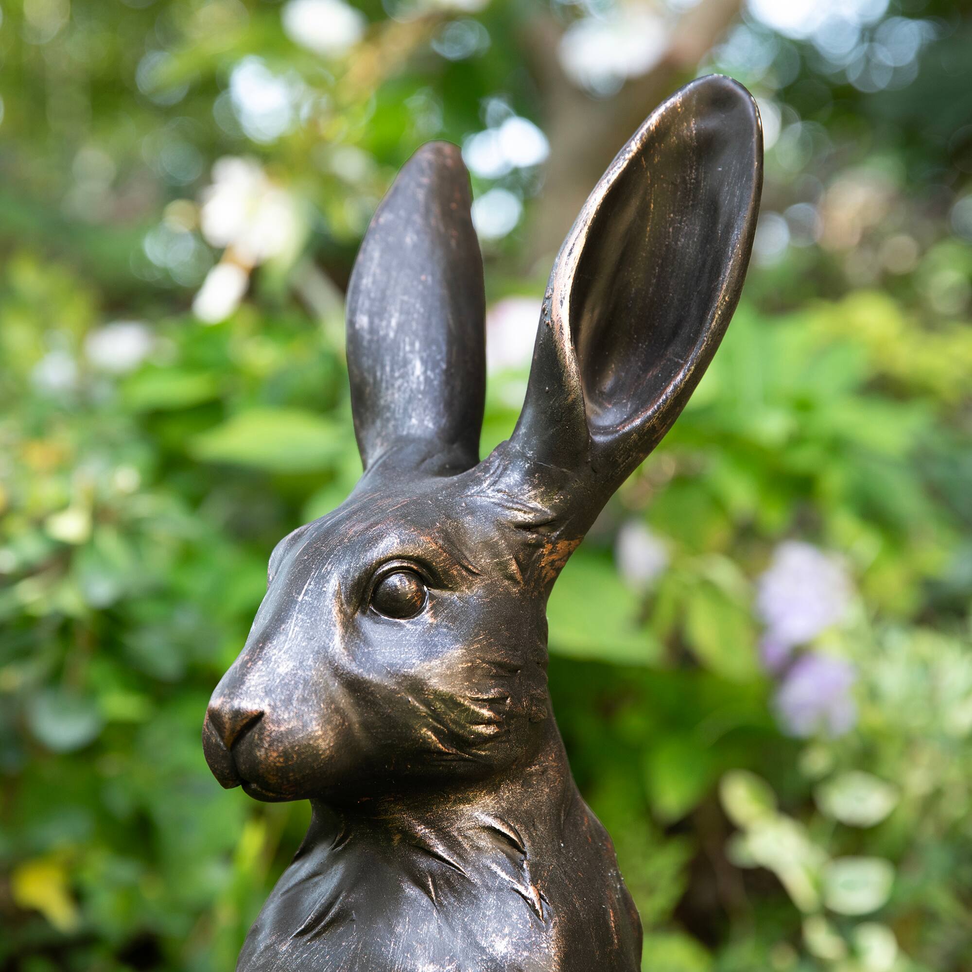 Glitzhome® 23" MGO Bronze Standing Rabbit Statue
