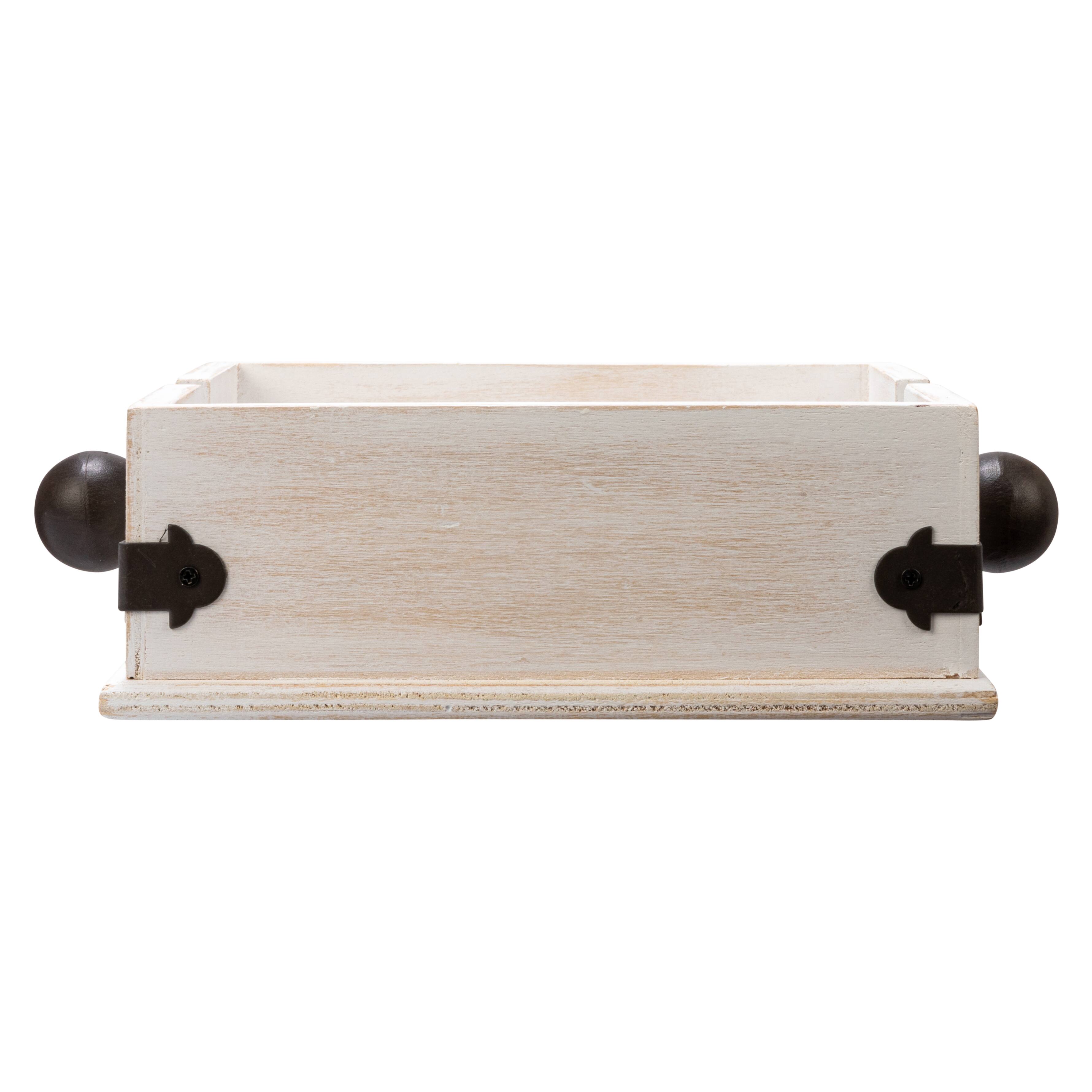 Hello Honey&#xAE; 9.5&#x22; Whitewashed Farmhouse Square Wood &#x26; Metal Napkin Holder