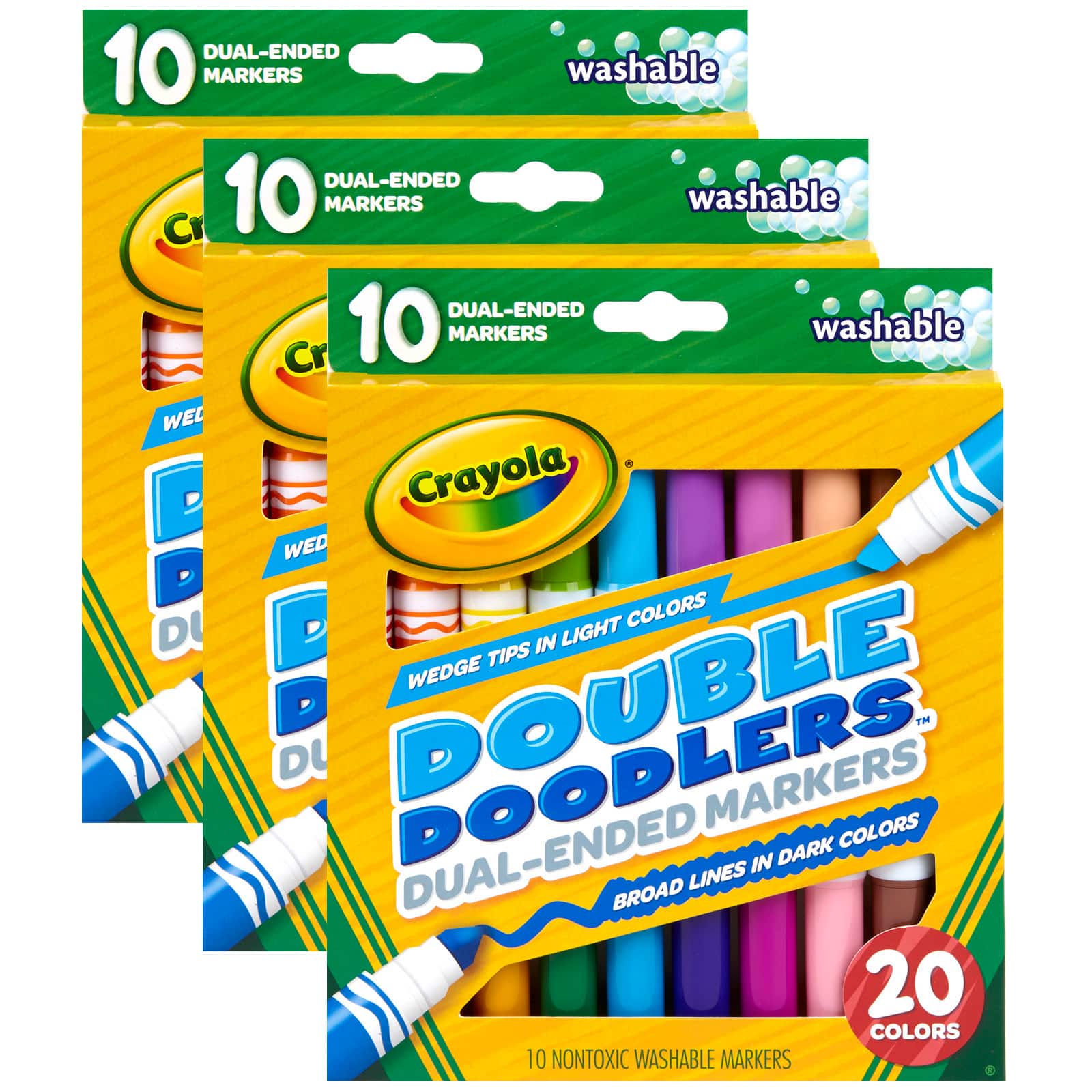 Crayola&#xAE; Dual-Ended Washable Double Doodlers Markers, 3 Packs of 10