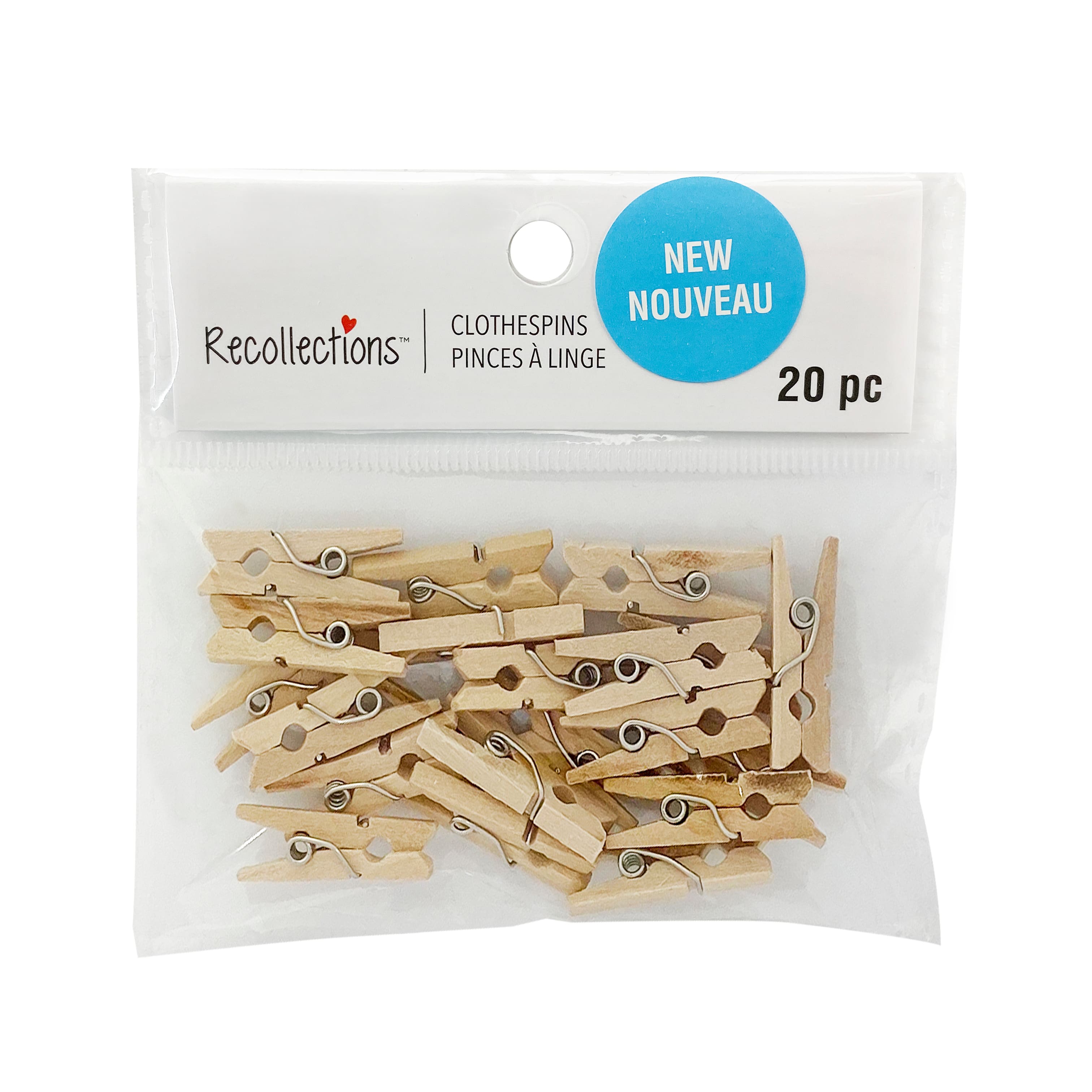 Recollections Mini Natural Clothespins - 20 ct