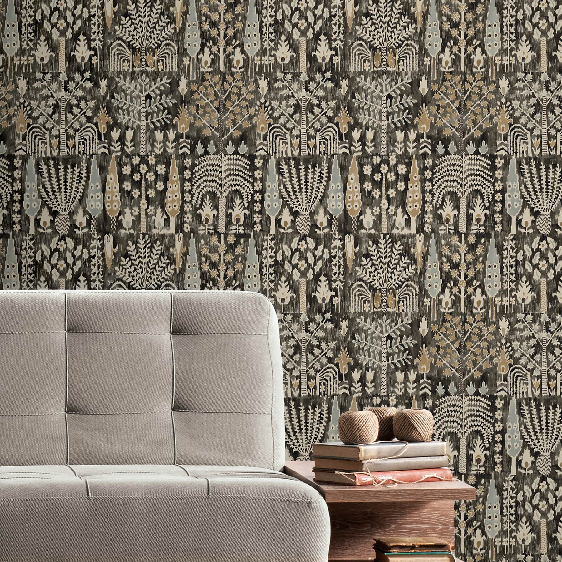 RoomMates Black Persian Ikat Peel &#x26; Stick Wallpaper