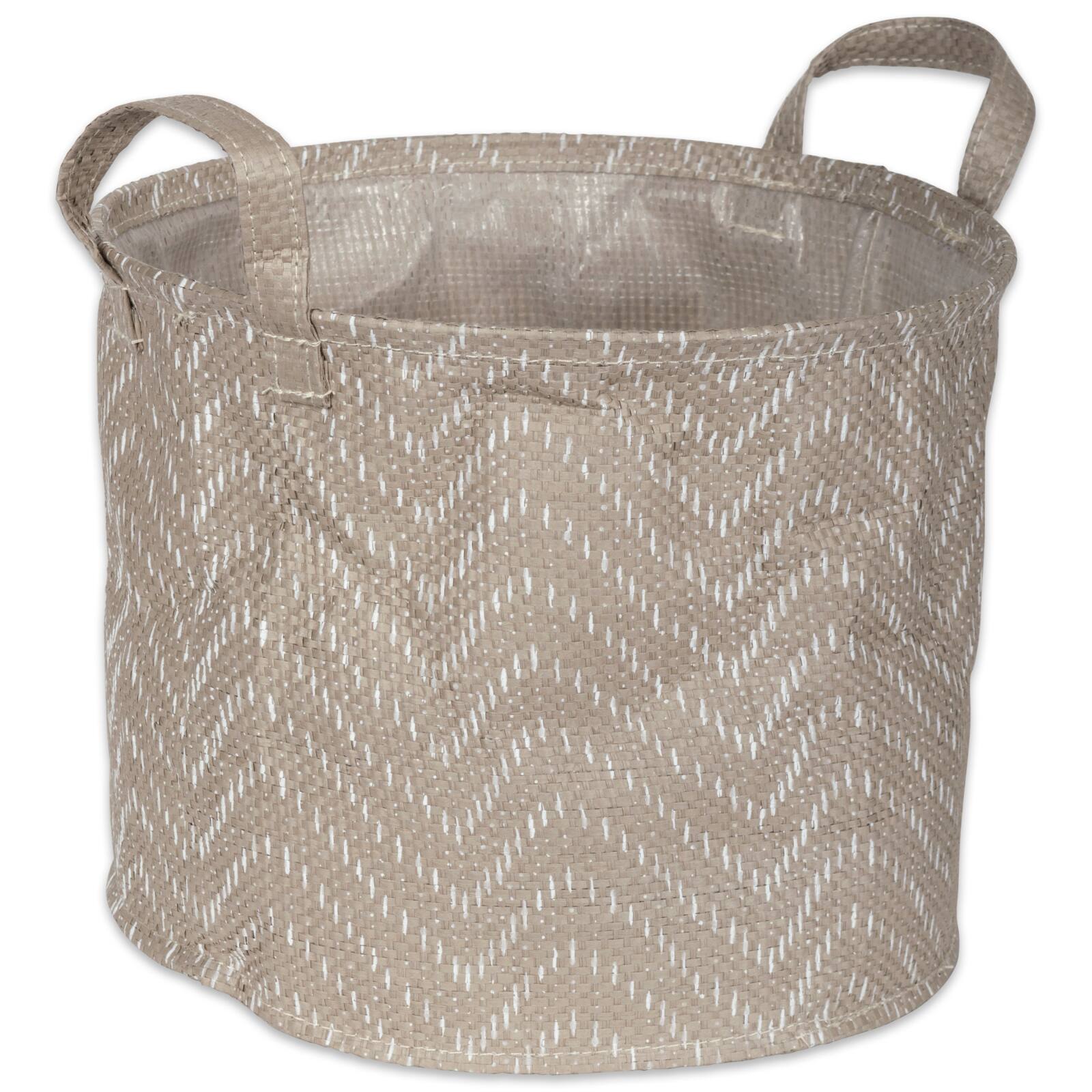 DII® Round Stone & Cream Tribal Chevron PE-Coated Woven Paper Laundry Bin