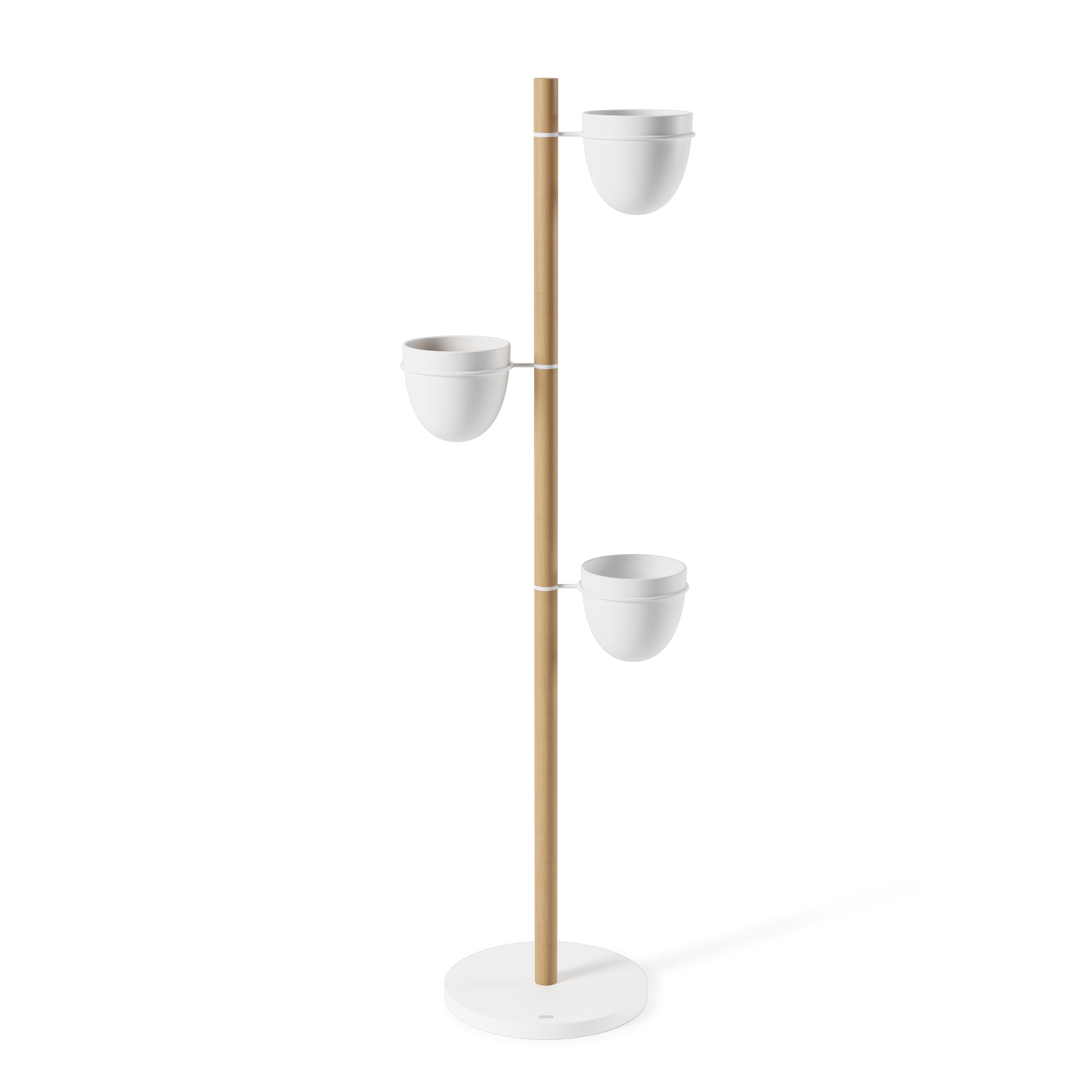 Umbra Floristand Planter， Freestanding Plant Storage， White/Natural-