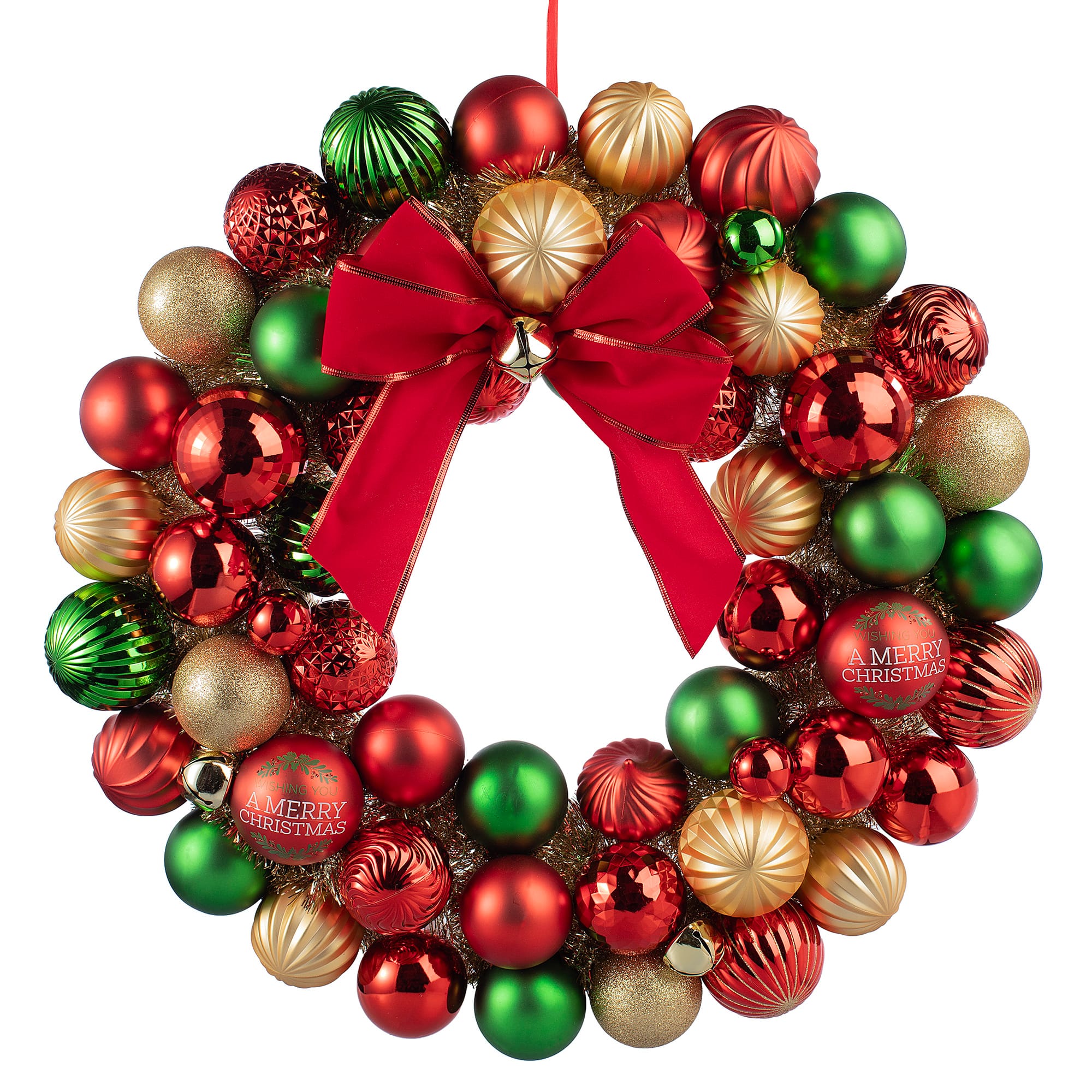 24" Red, Green & Gold Ornament Wreath with Bow by Ashland®