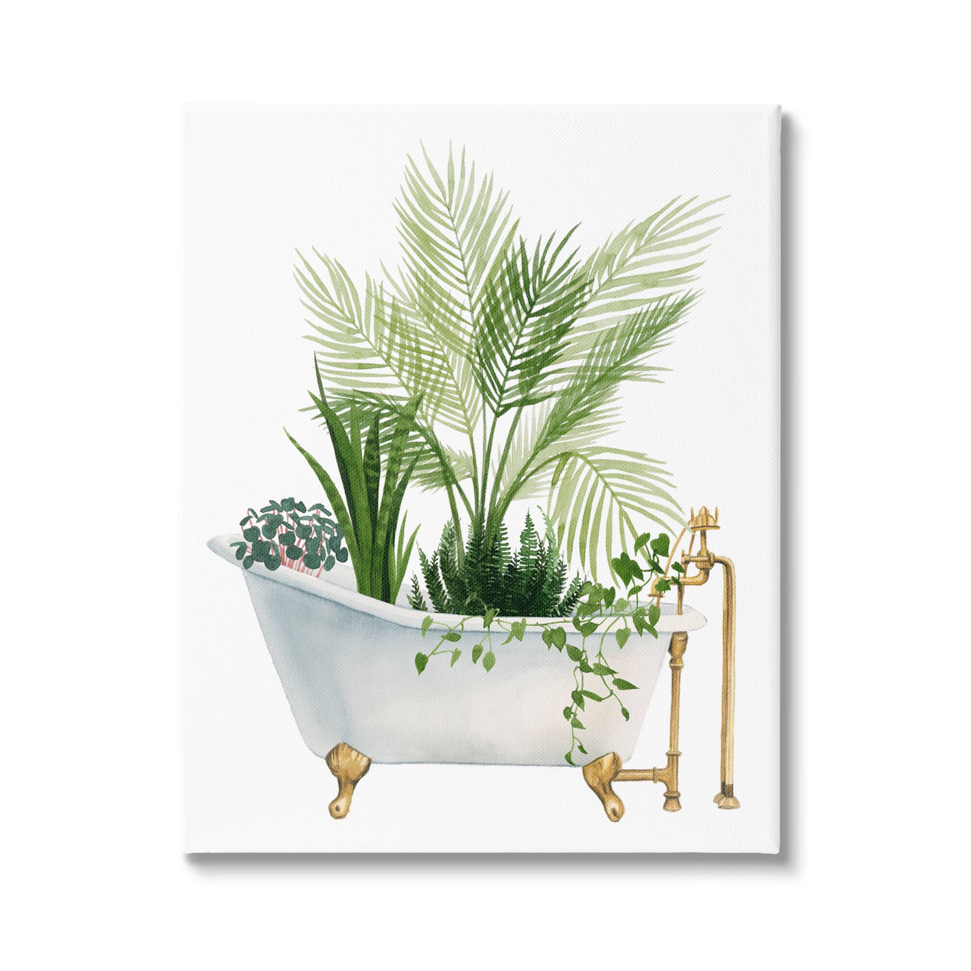 Stupell Industries Various Plants Greenery Vintage Tub Canvas Wall Art