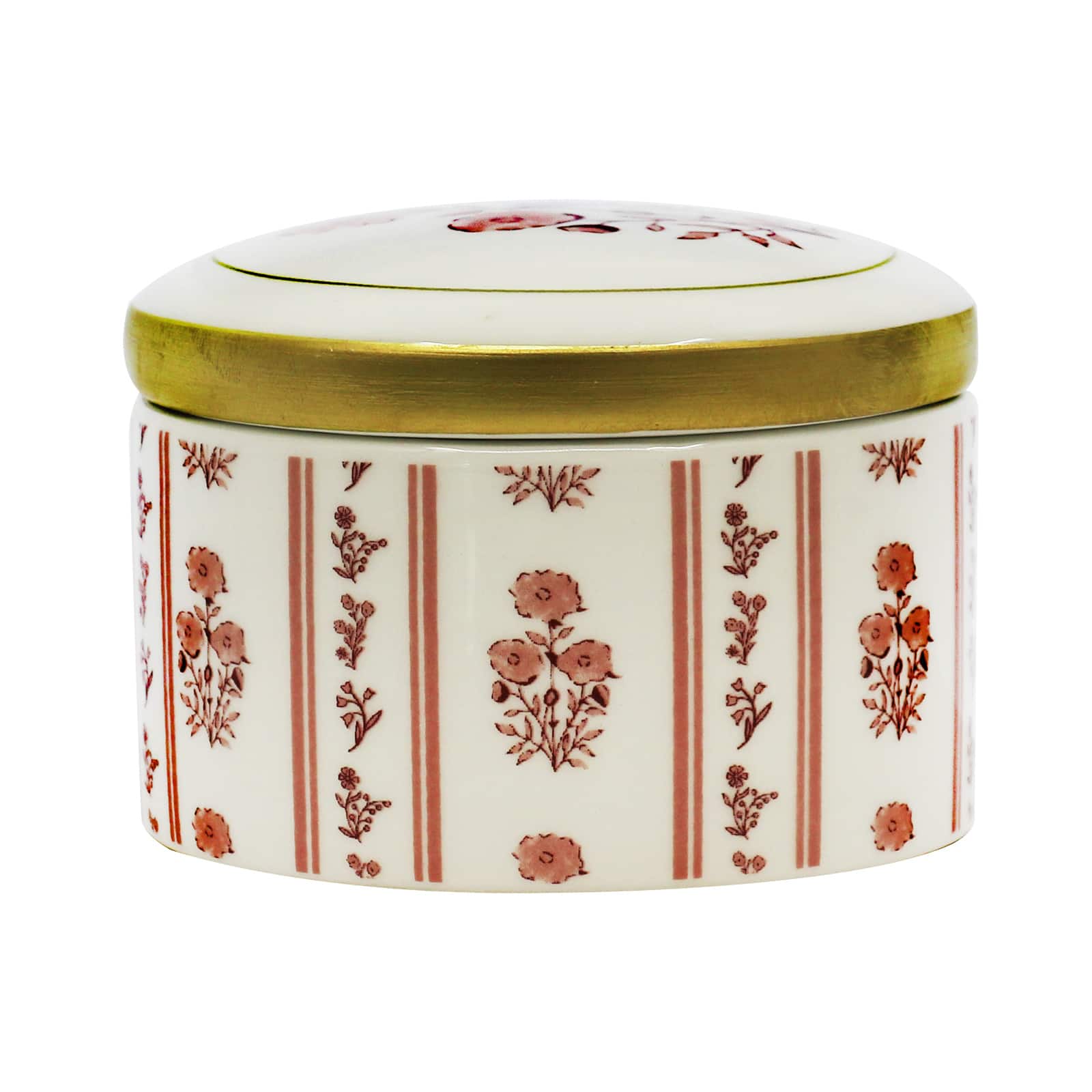 3.5&#x22; Pink Floral Round Ceramic Tabletop Box by Ashland&#xAE;
