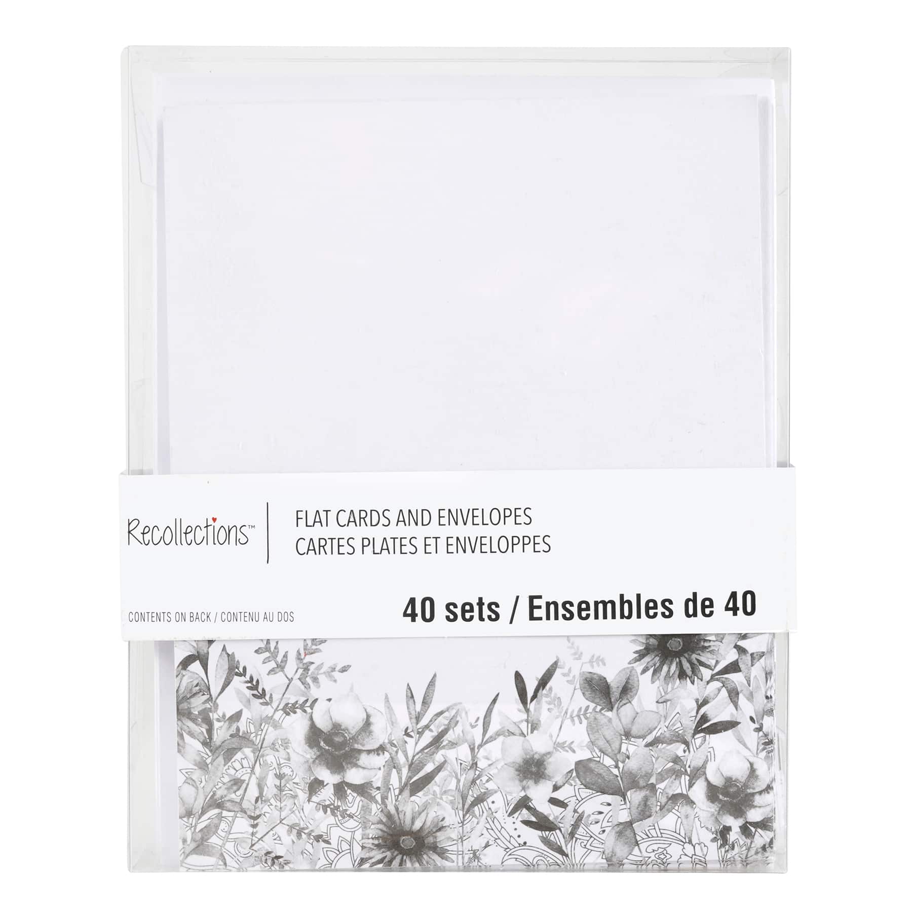 Black Floral Flat Cards &#x26; Envelopes by Recollections&#x2122;, 4.25&#x22; x 5.5&#x22;