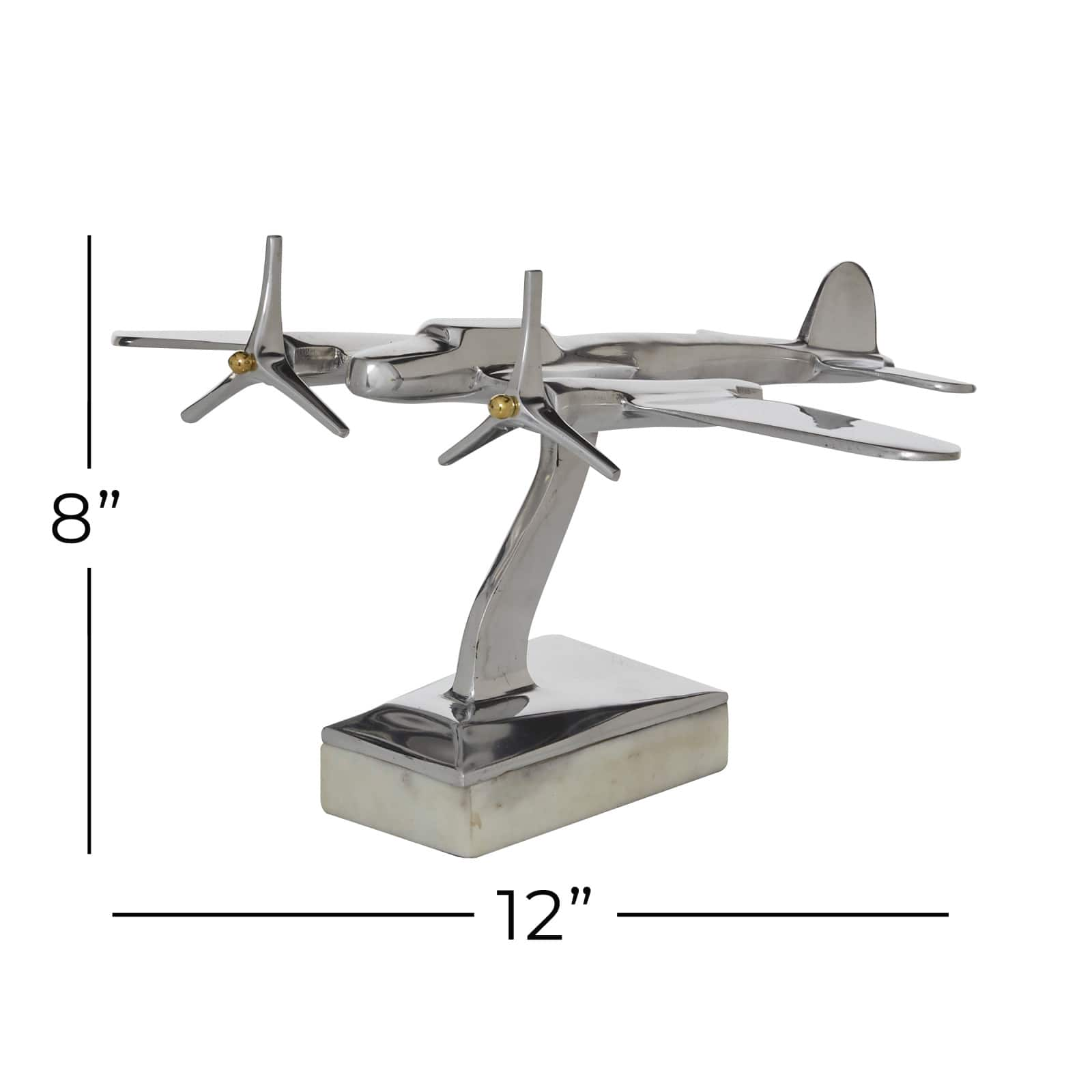 Silver Aluminum Modern Sculpture, Airplane 8