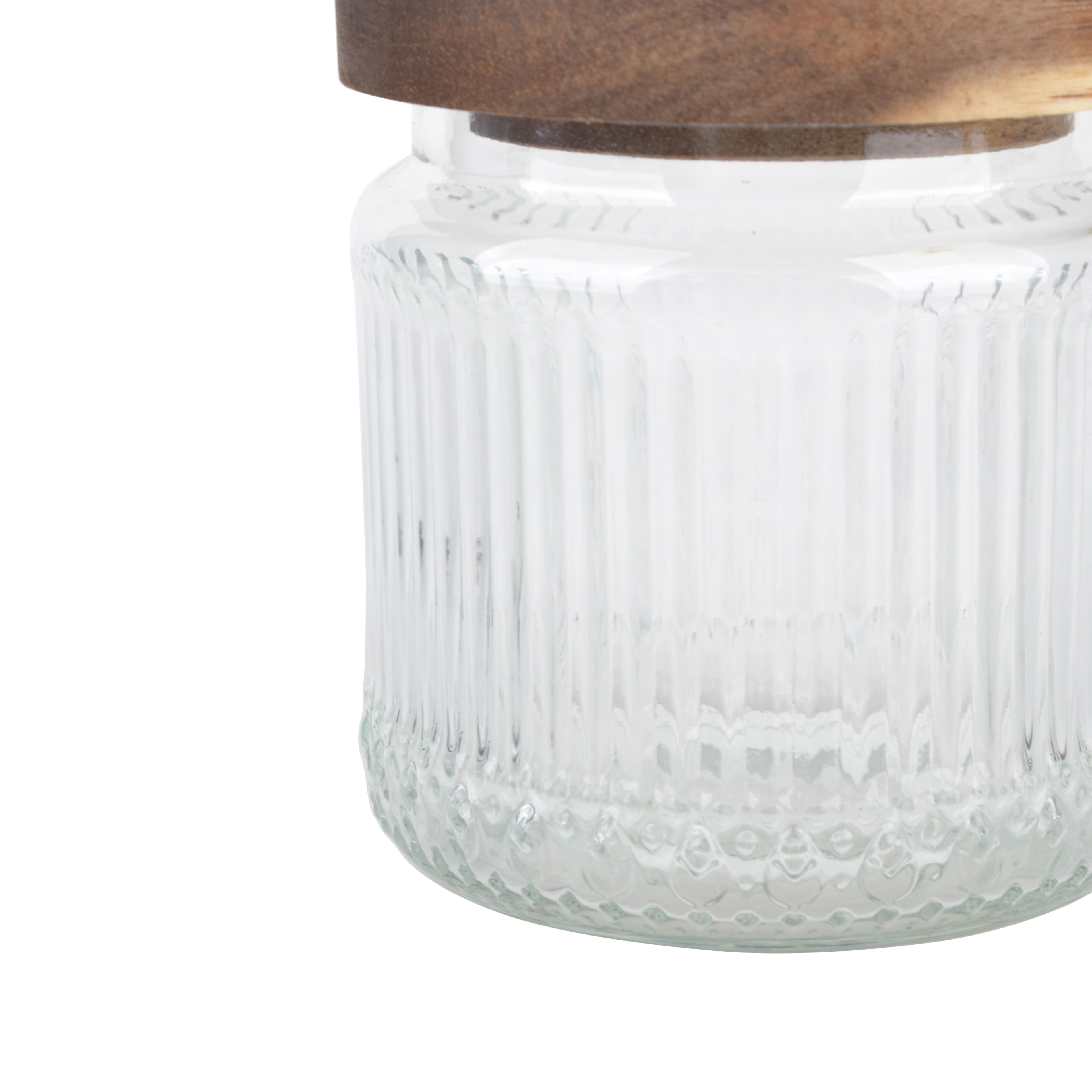 Small Clear Ribbed Glass Container with Wood Lid by Ashland&#xAE;