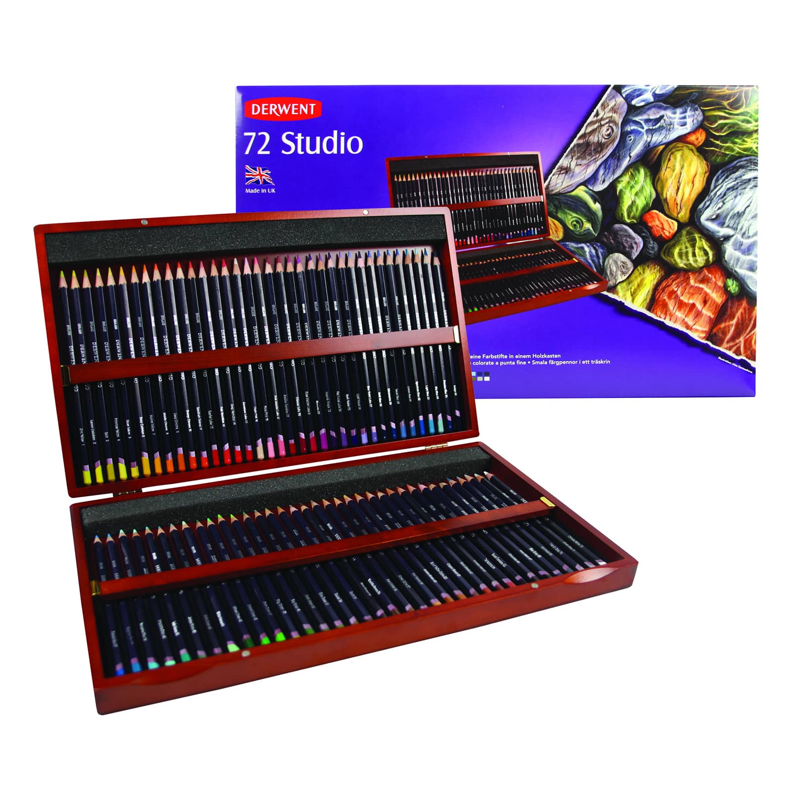 Derwent Studio Pencils 72 Colour Wooden Box 