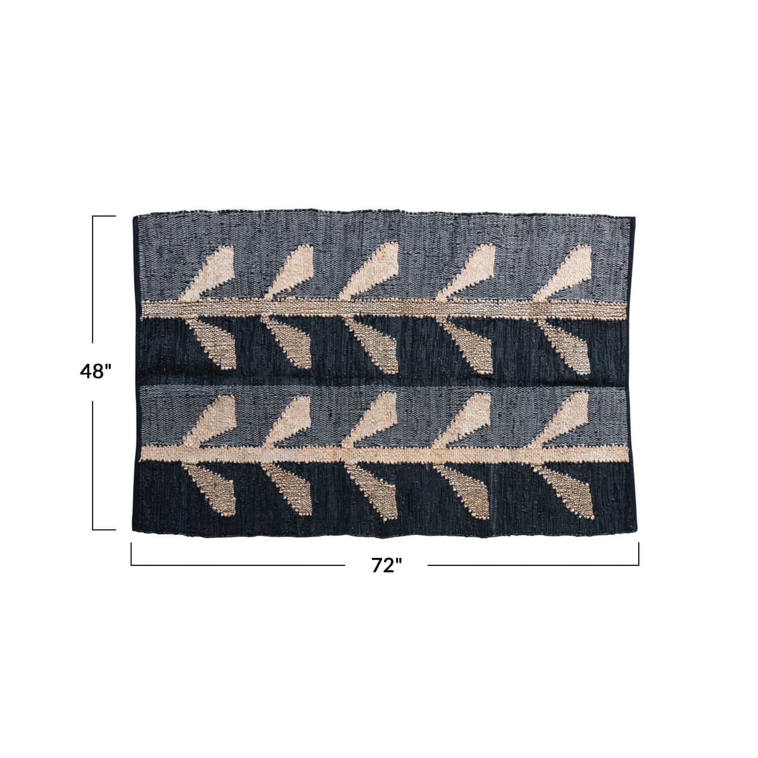 Hello Honey® 4ft. x 6ft. Black & Natural Woven Jute, Leather & Cotton Chindi Rug