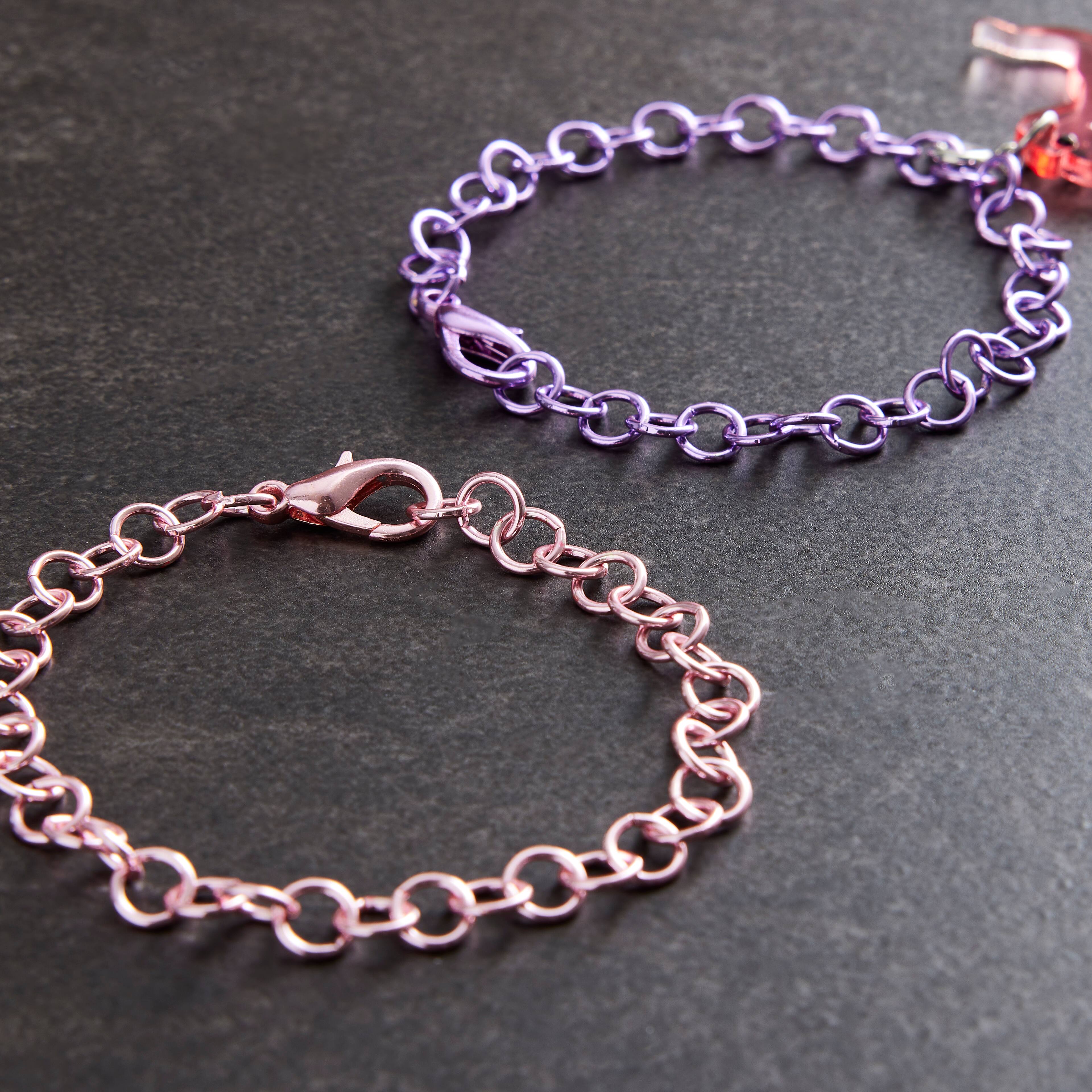 12 Packs: 2 ct. (24 total) Pink &#x26; Purple Chain Bracelets by Creatology&#x2122;