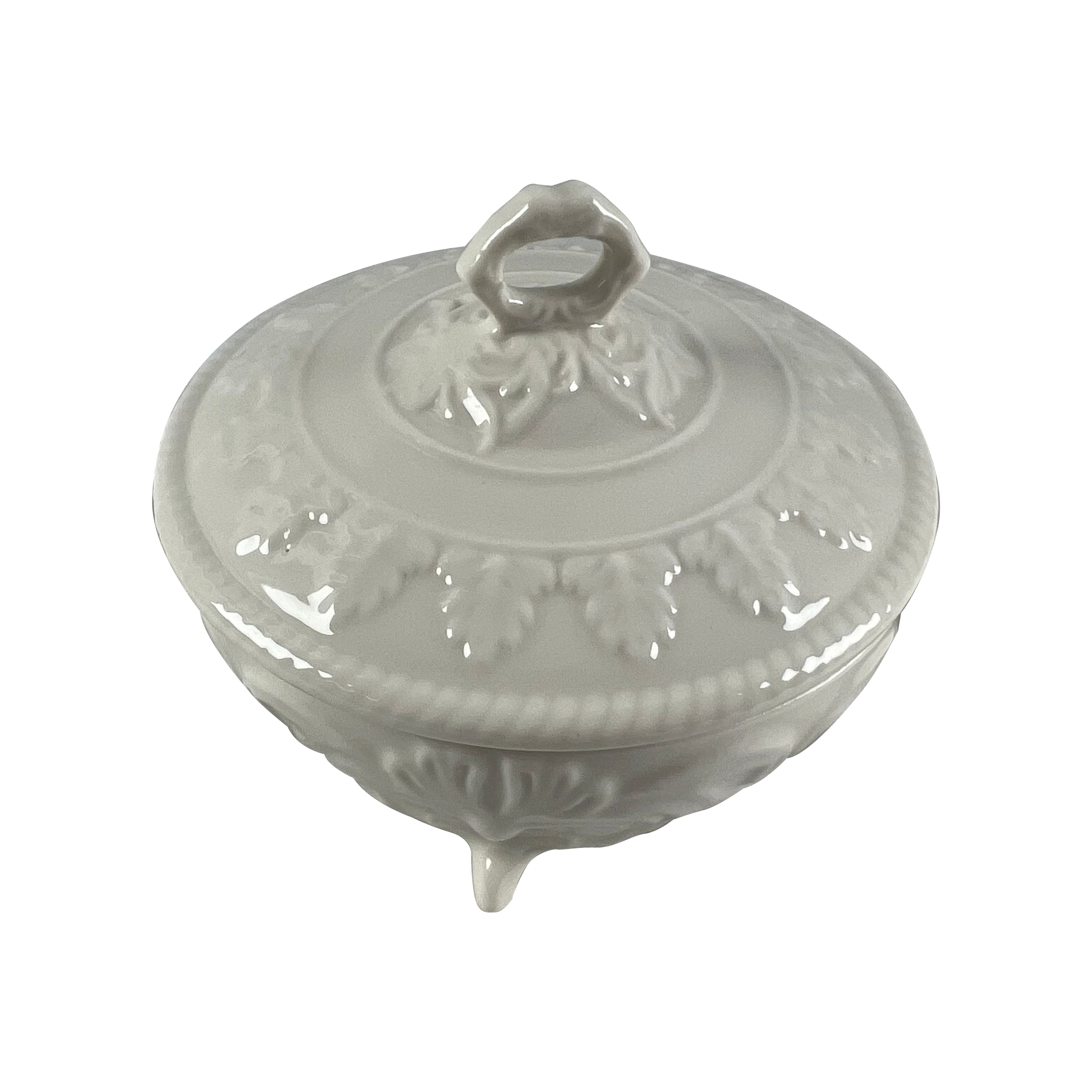 4&#x22; White Round Ceramic Jewelry Box Tabletop D&#xE9;cor by Ashland&#xAE;