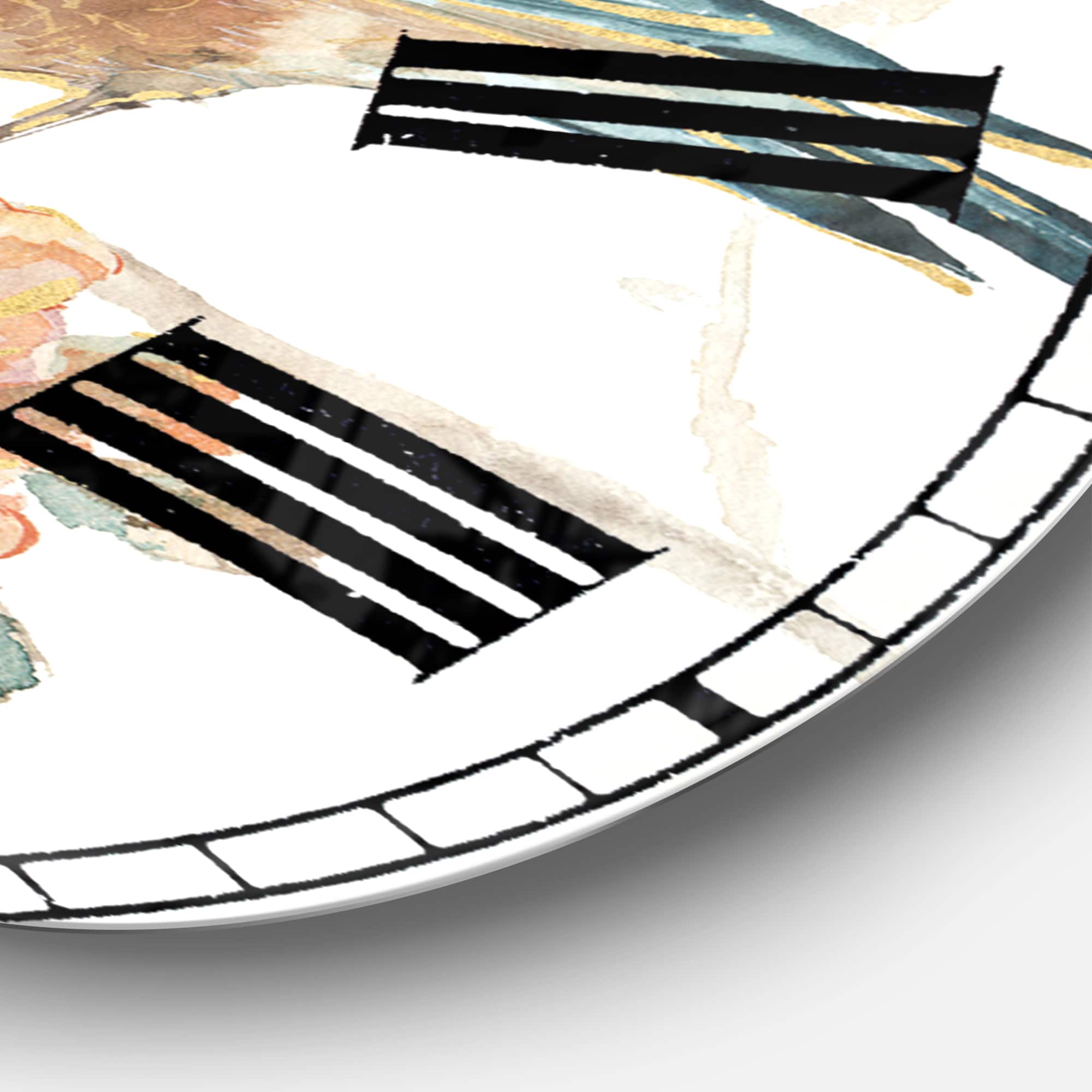 Designart 'Cottage Bird On Orange Flower Twig Farmhouse Wall Clock