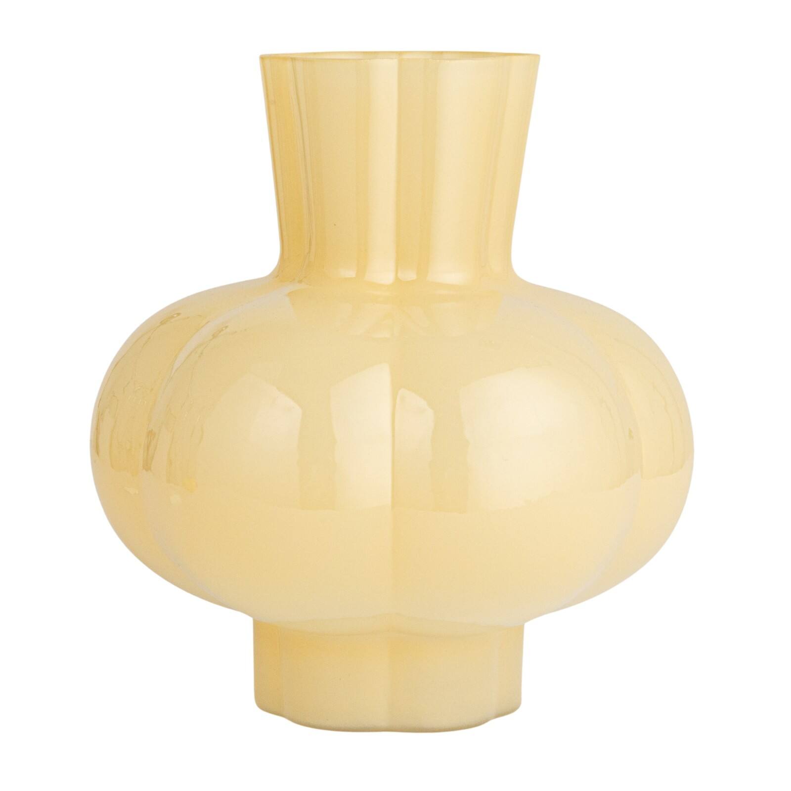 Hello Honey&#xAE; 9.25&#x22; Light Yellow Round Opaque Glass Vase