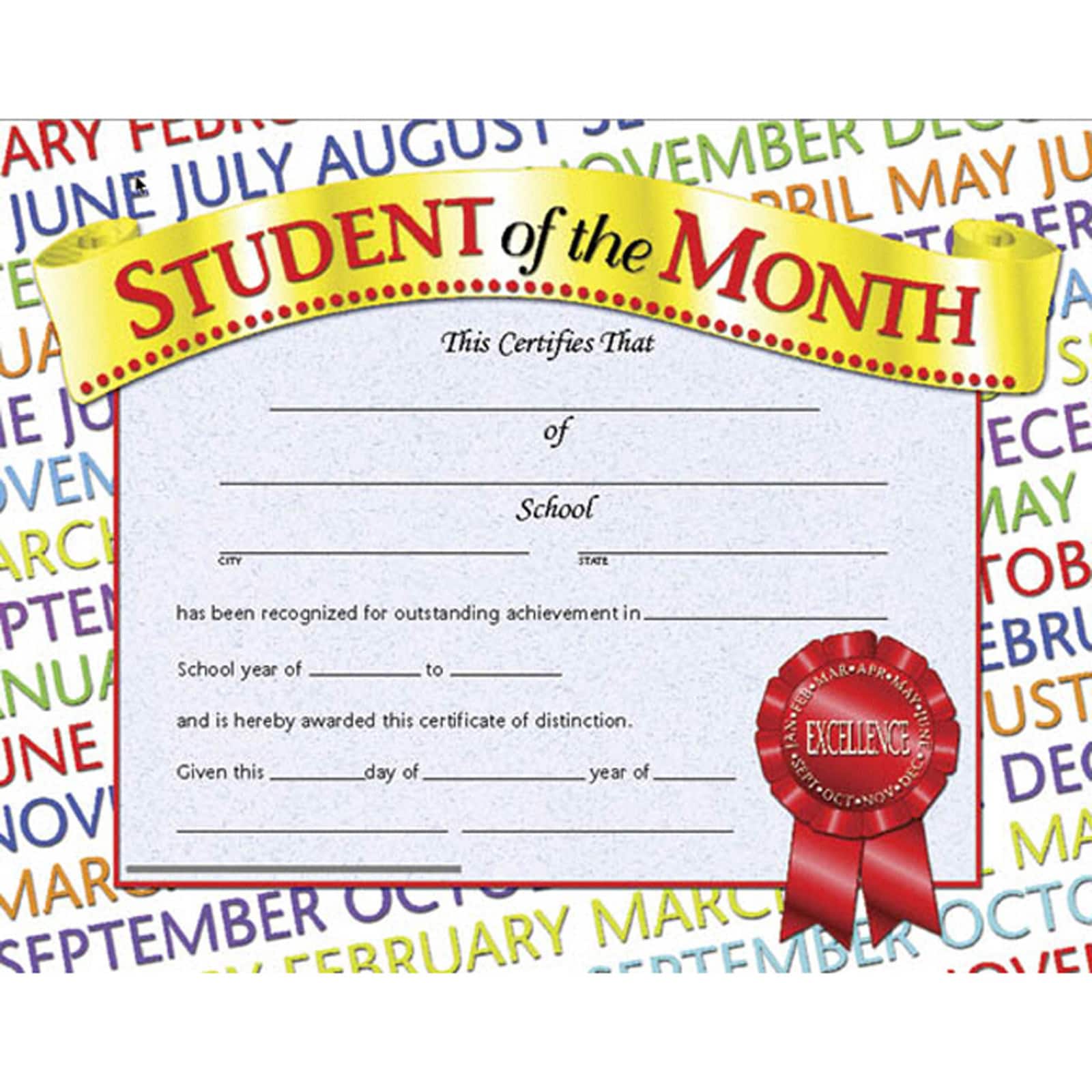 Hayes&#xAE; Student of the Month Certificate Set, 3 Packs of 30