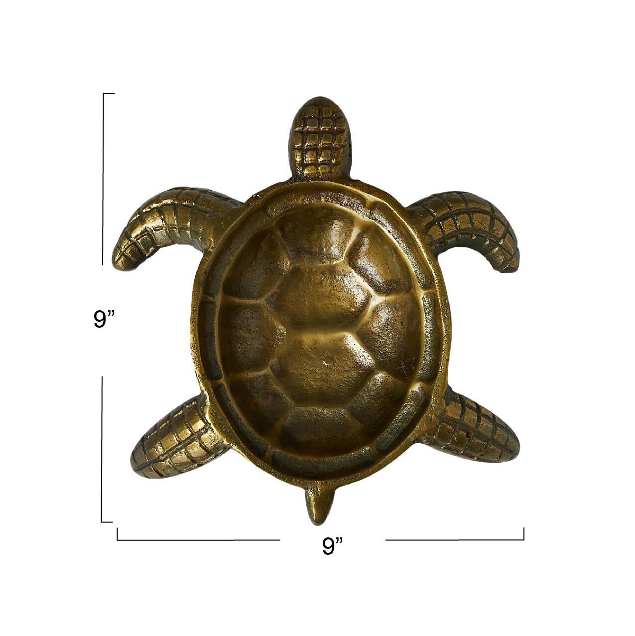 Hello Honey® 8.5" Antique Gold Finished Coastal Aluminum Tortoise Serving Dish