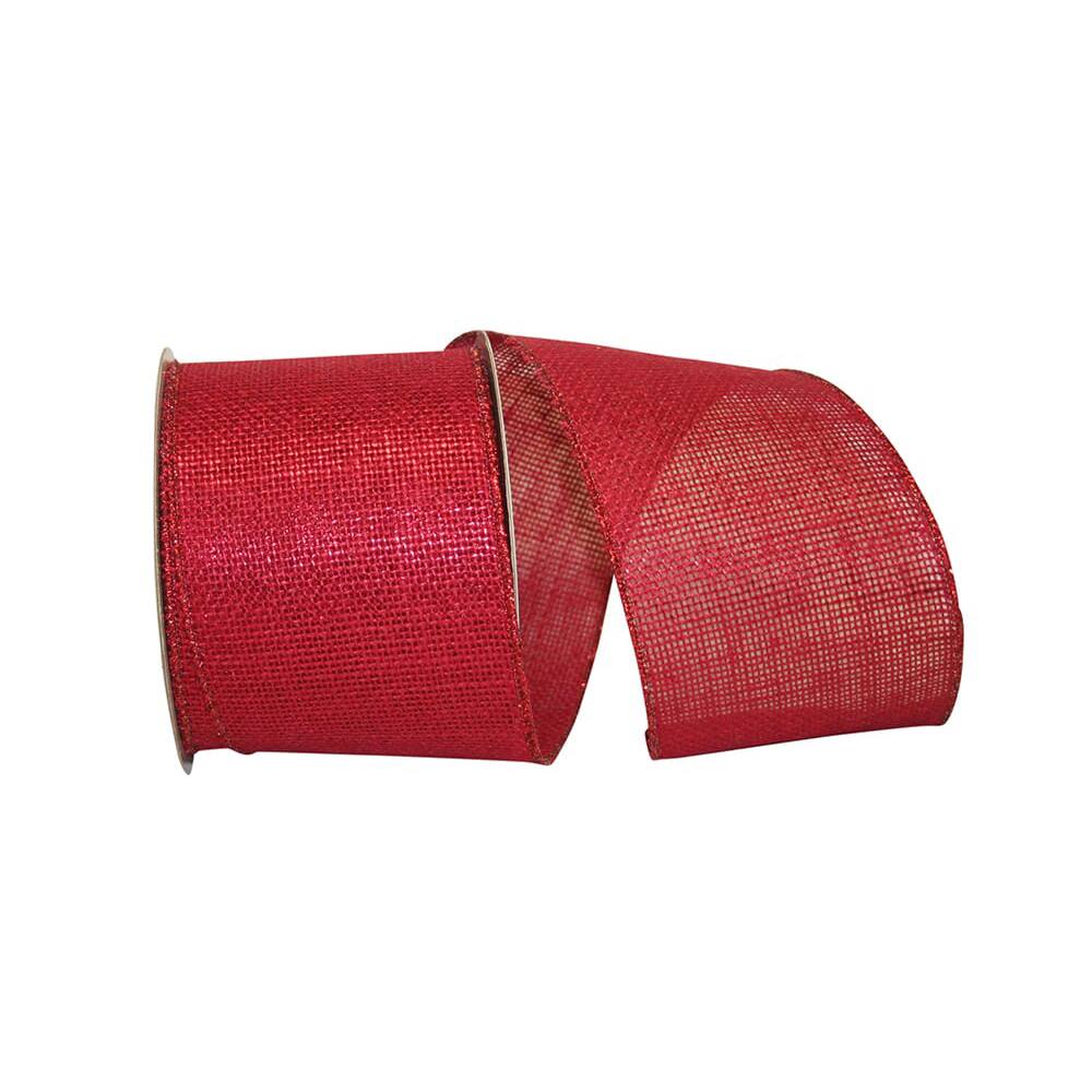 red burlap wired ribbon