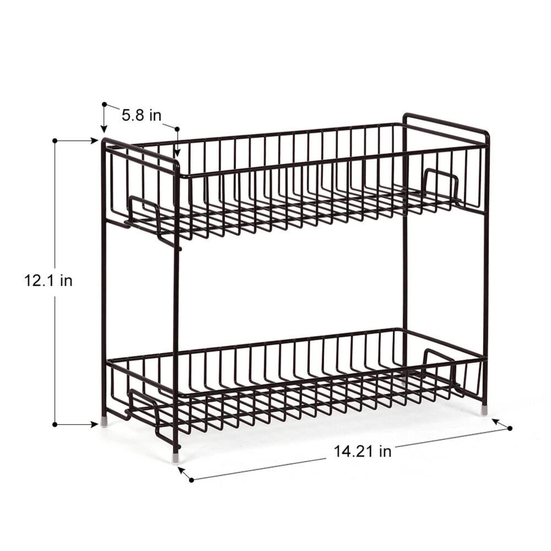 NEX&#x2122; 2-Tier Black Kitchen Countertop Spice Rack Organizer