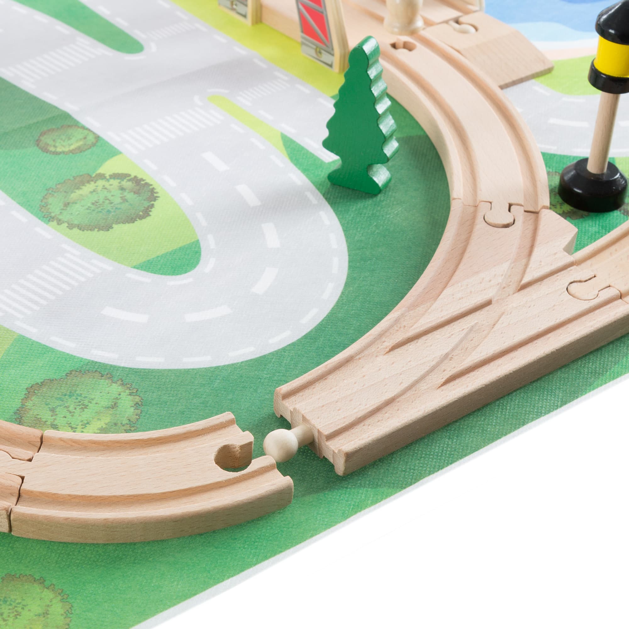 Toy Time Wooden Train Set with Play Mat