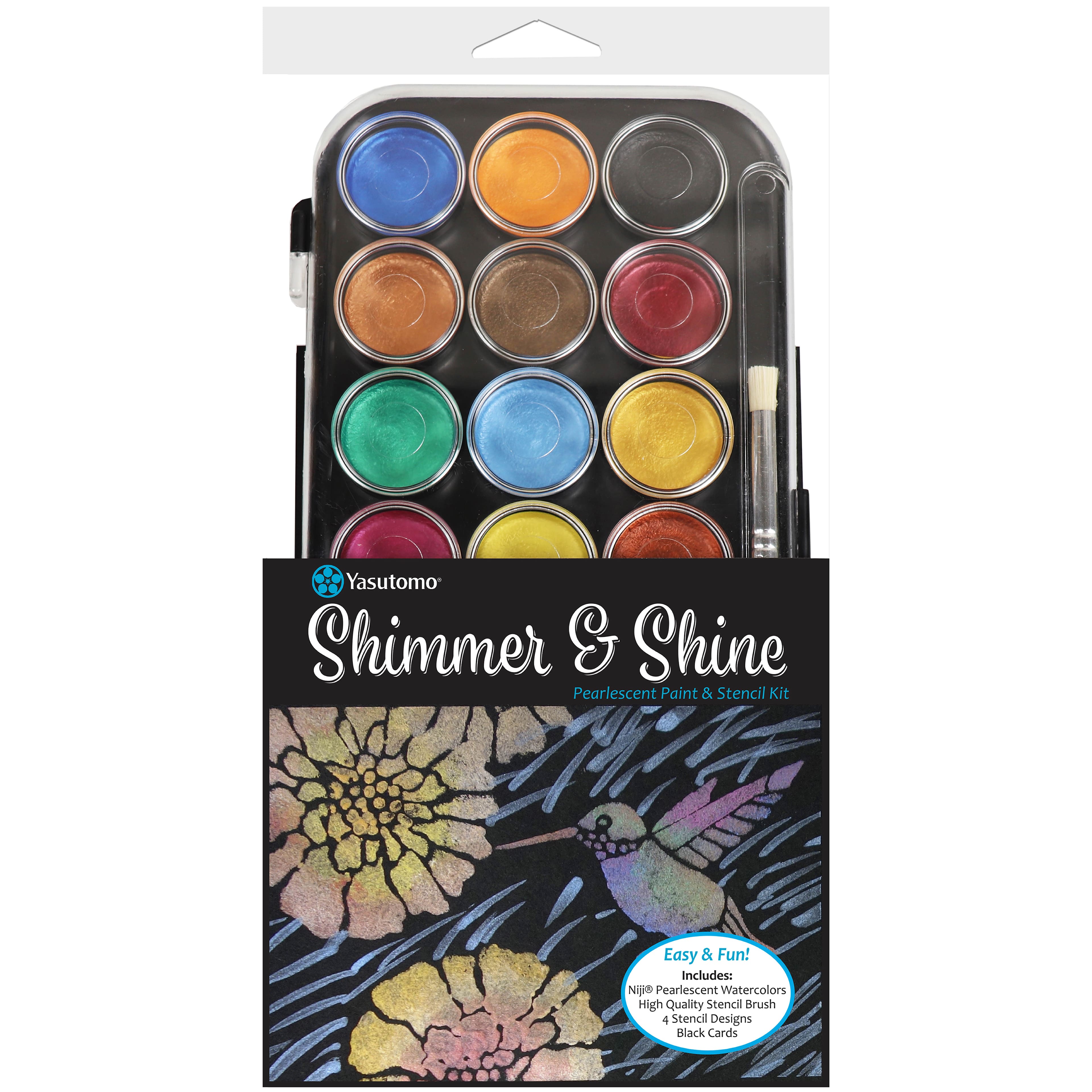 Yasutomo&#xAE; Shimmer &#x26; Shine Pearlescent Paint &#x26; Stencil Kit