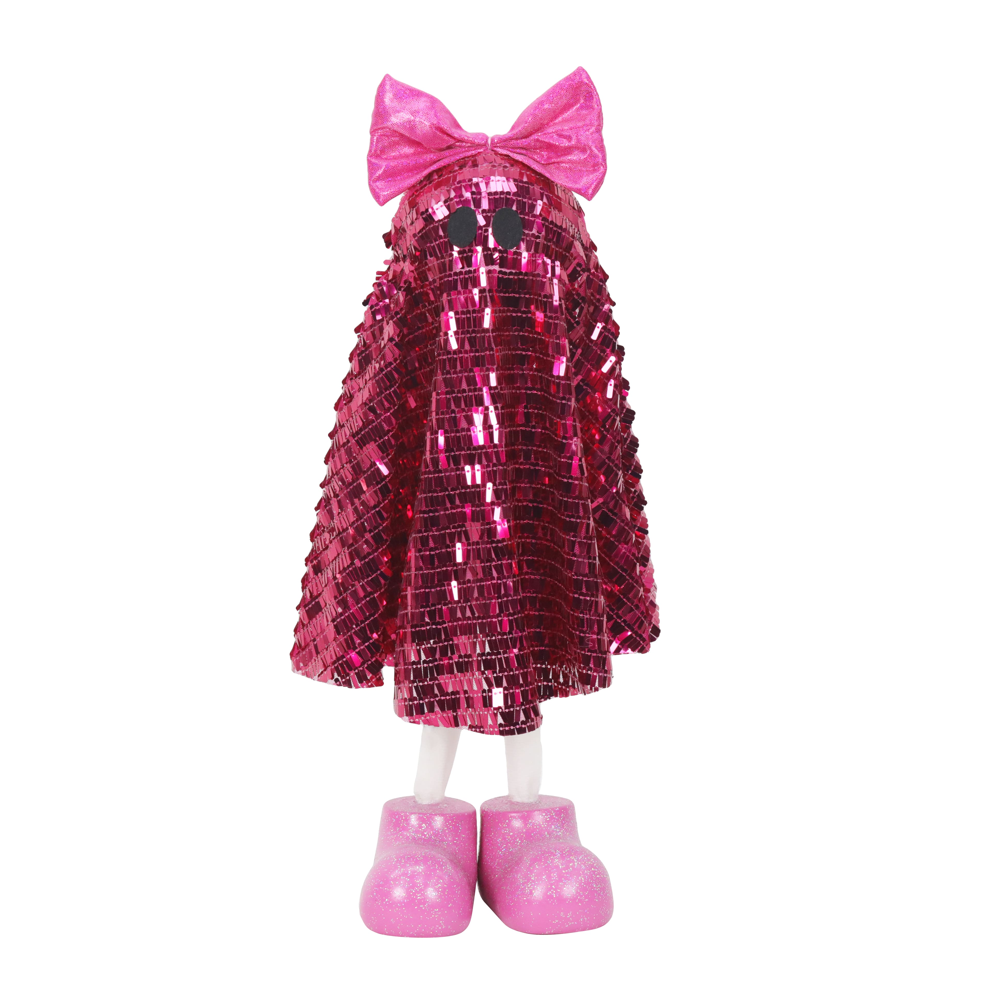 17" Standing Sequin Fabric Ghost with Bow Tabletop Décor by Ashland®