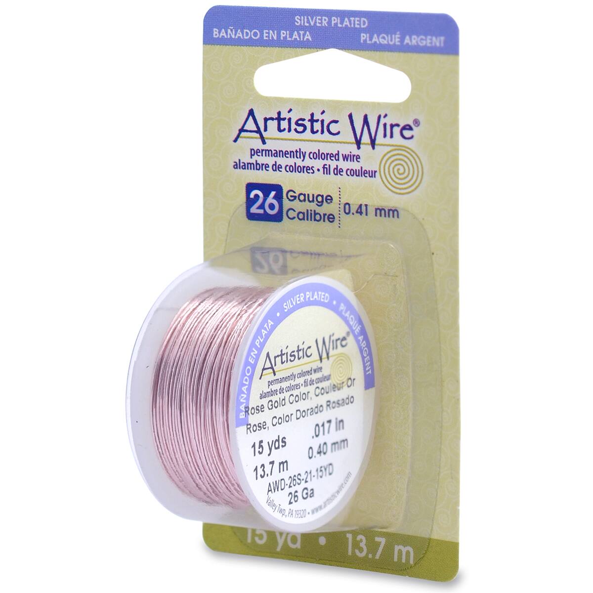 Artistic Wire&#xAE; 26 Gauge Rose Gold Permanently Colored Wire, 15yd.