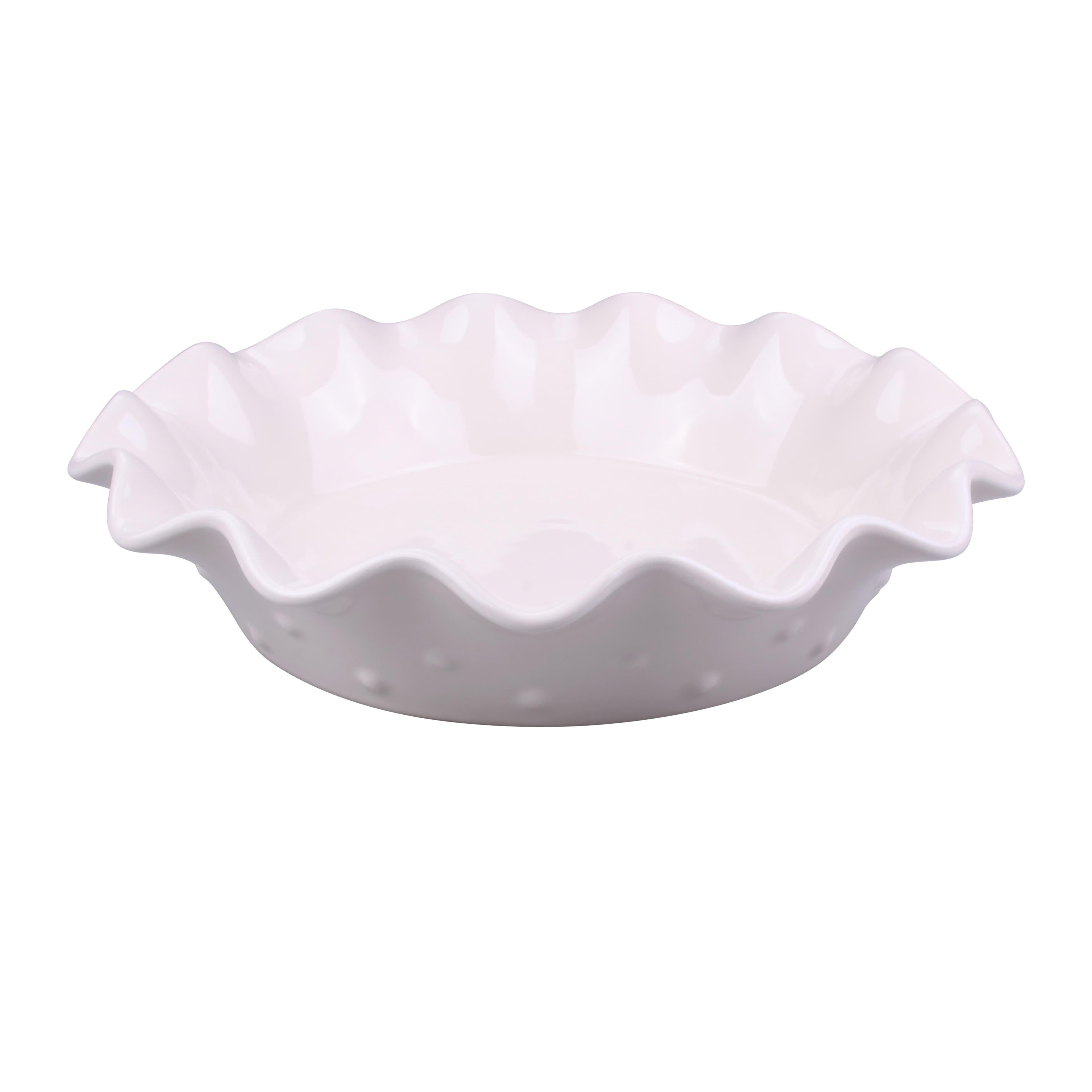 10&#x22; Cream Ceramic Pie Plate by Makery&#x2122;