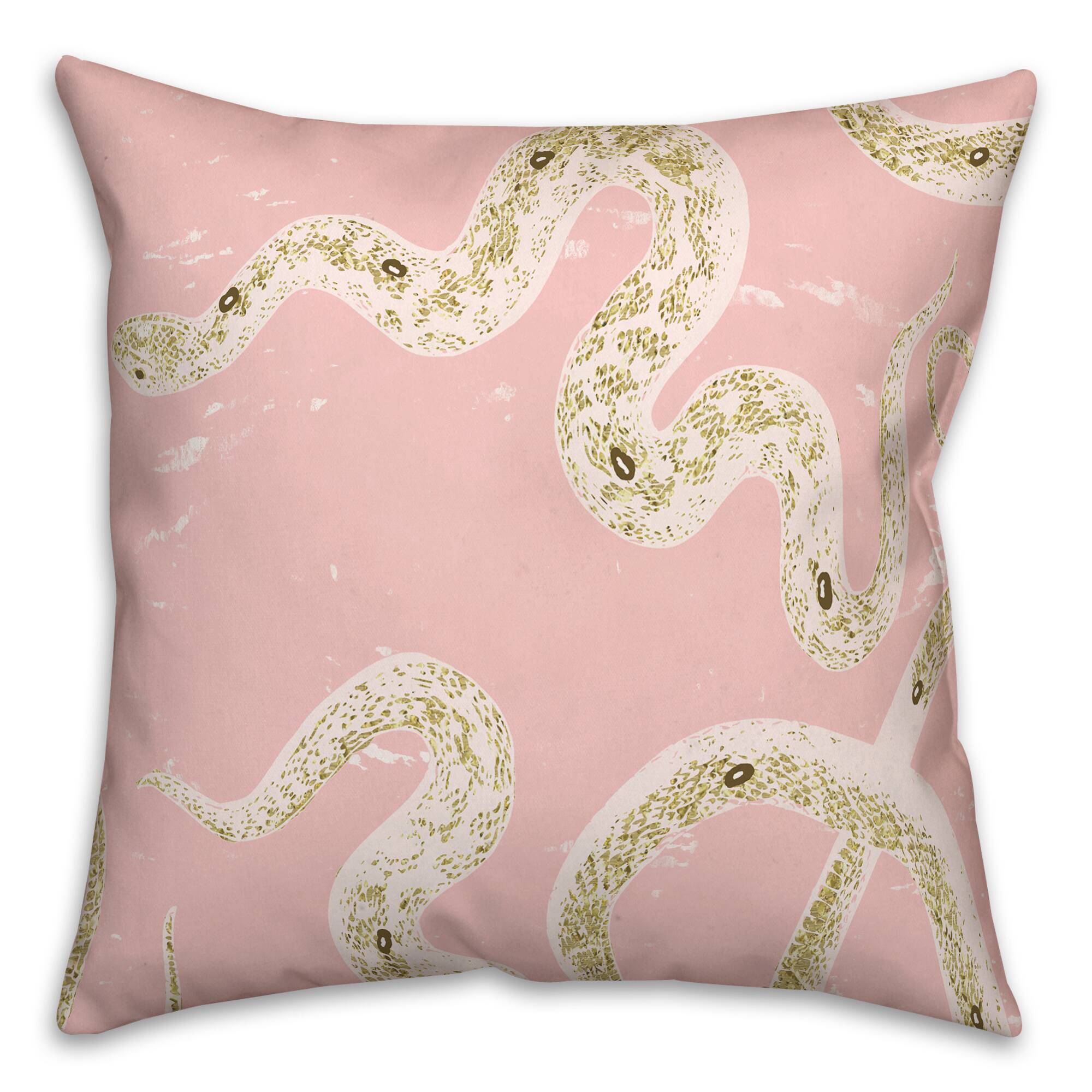 Pink Snake Throw Pillow