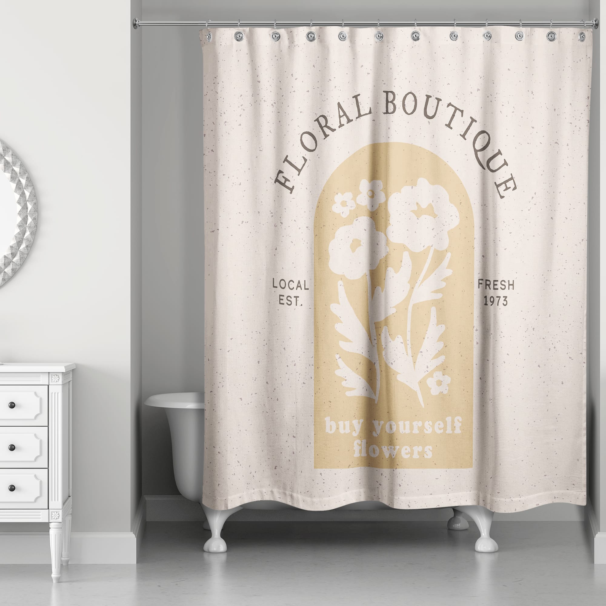 Floral Boutique Mod Sign 71" x 74" Shower Curtain