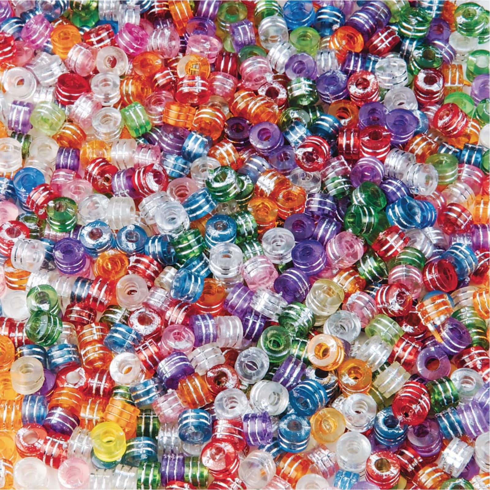 Color Splash!® Colorful Metallic Striped Plastic Pony Beads, 8mm