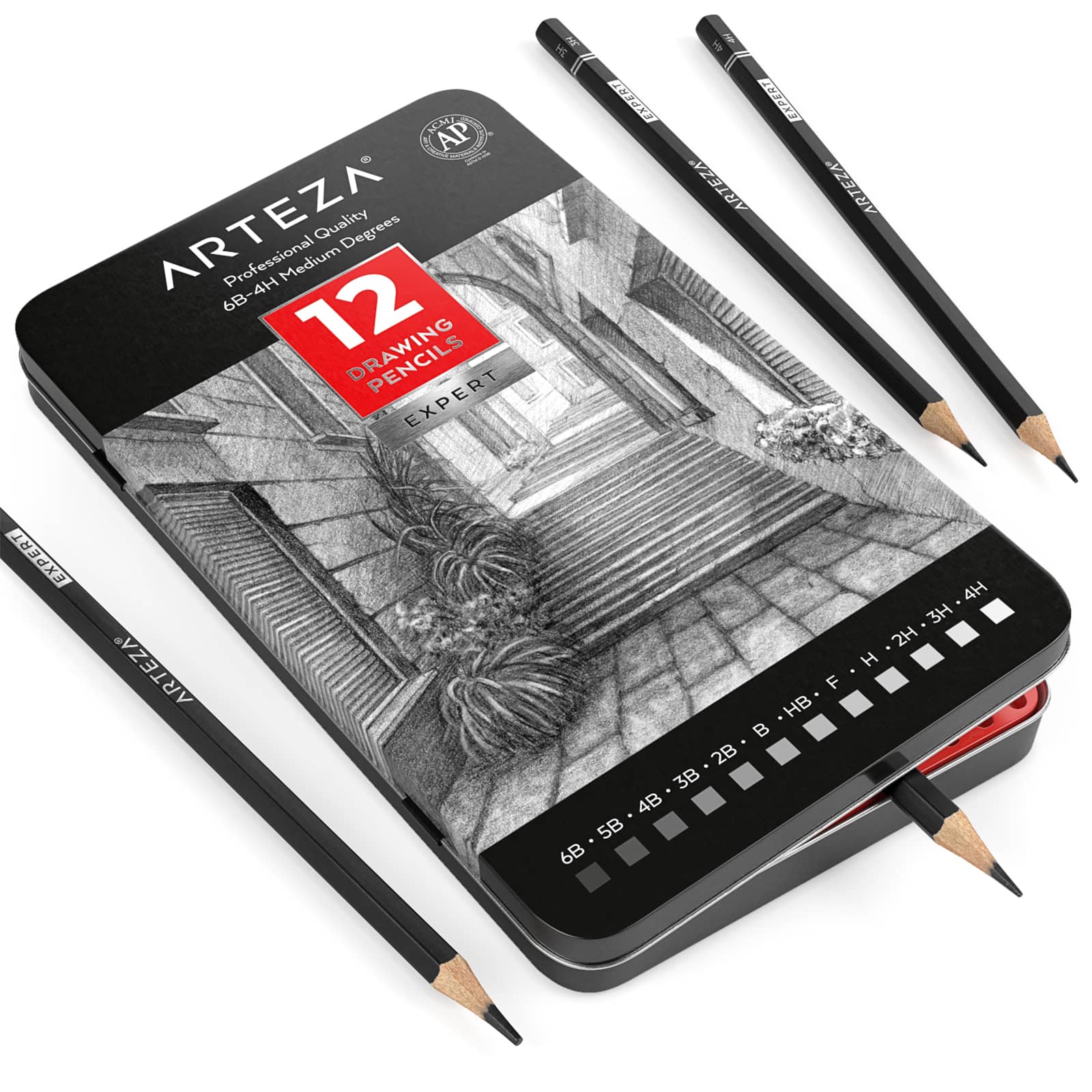 Arteza Professional Graphite Drawing Pencils - 12 Pack
