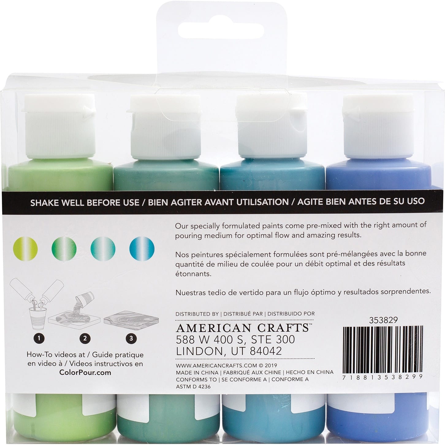 Color Pour Pre-Mixed Sea Glass Pearlescent Paint Kit