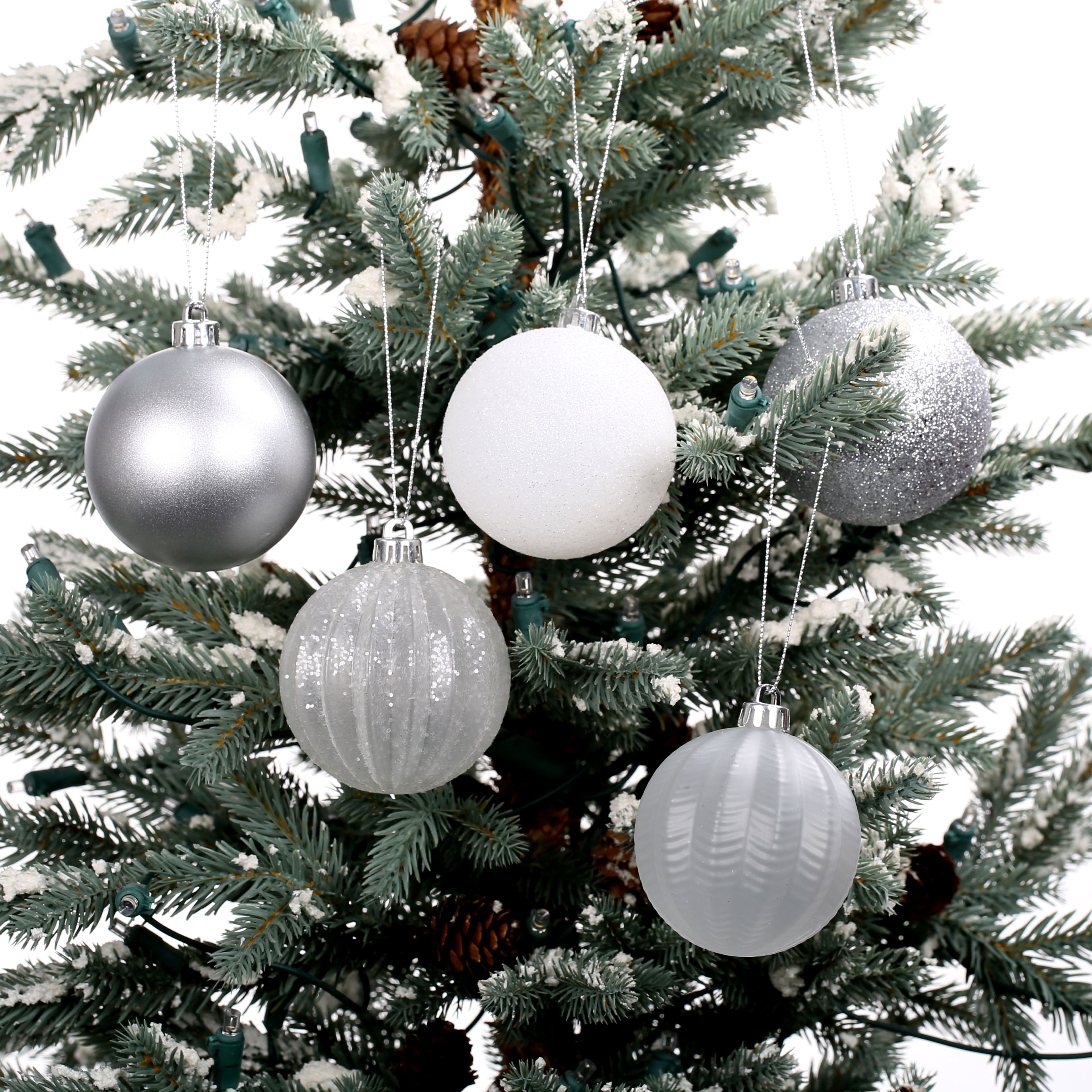 40 Pack Silver Mixed Shatterproof Ornaments by Ashland&#xAE;