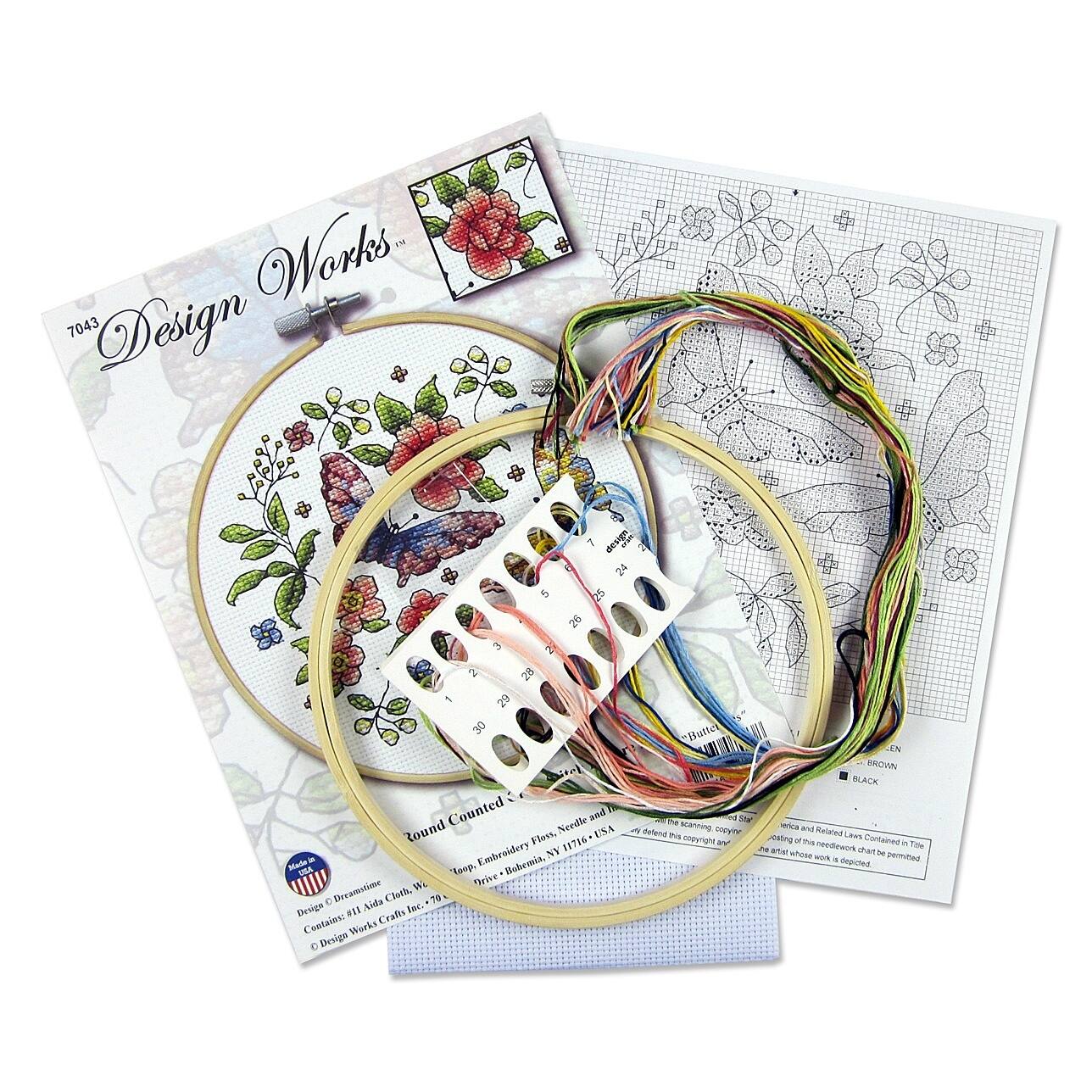 Design Works™ 8'' Round Butterfly Counted Cross Stitch Kit