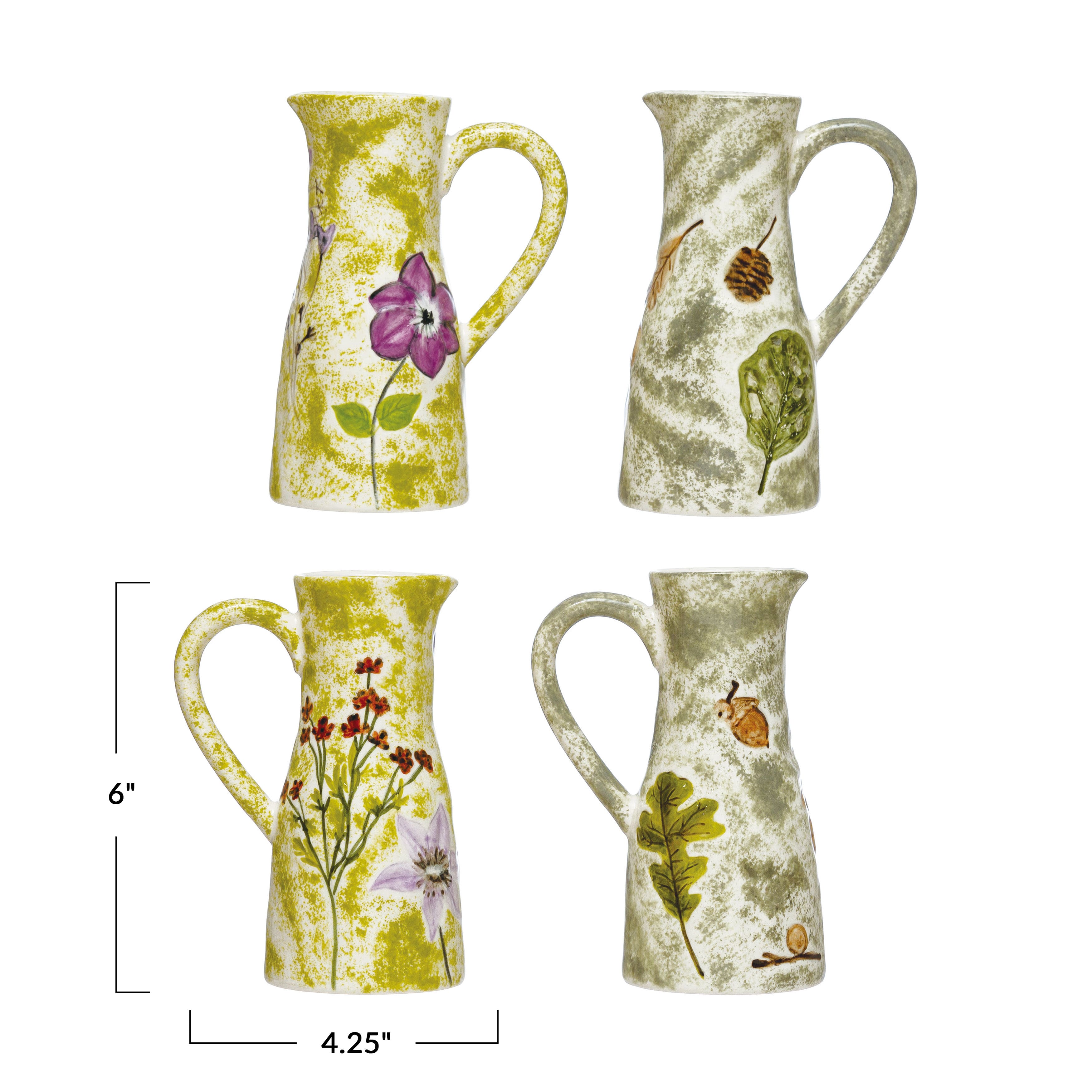 Hello Honey® 9oz. Hand-Painted Debossed Florals Stoneware Pitcher Set
