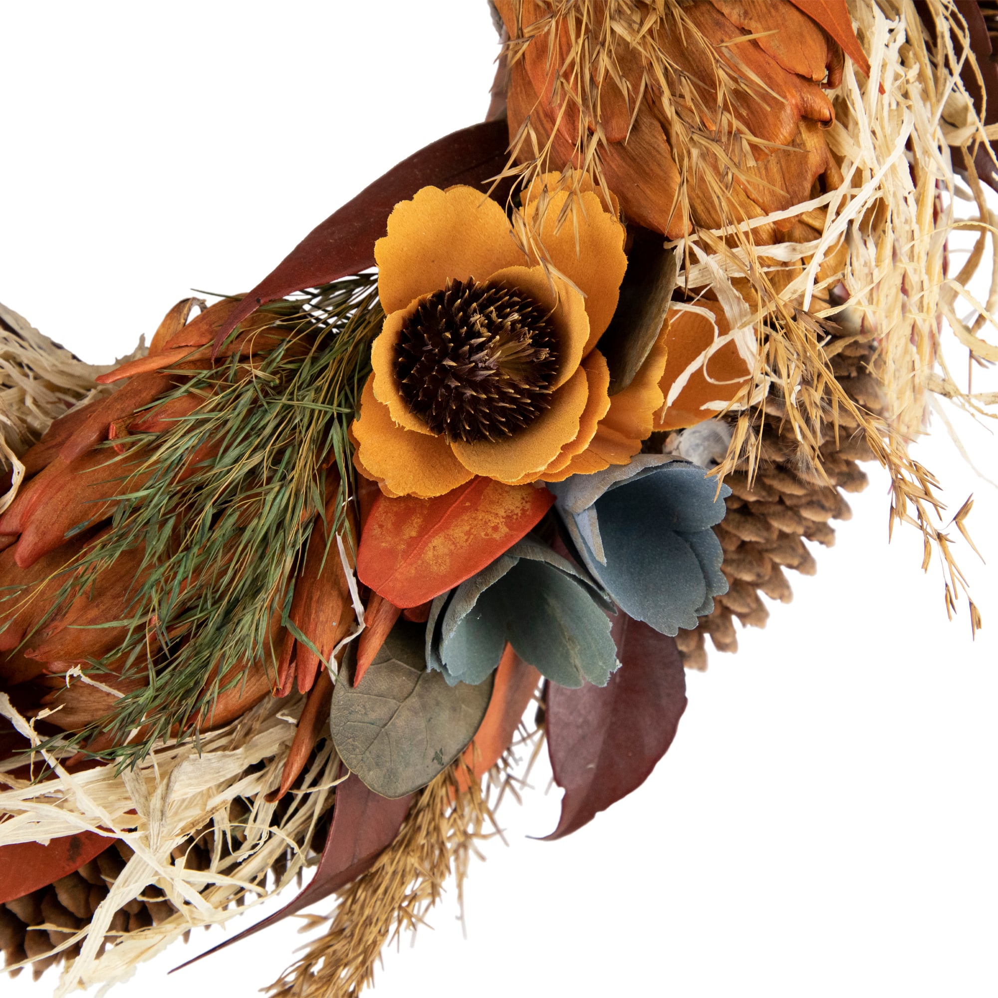12&#x22; Sunflower &#x26; Straw Artificial Fall Harvest Wreath