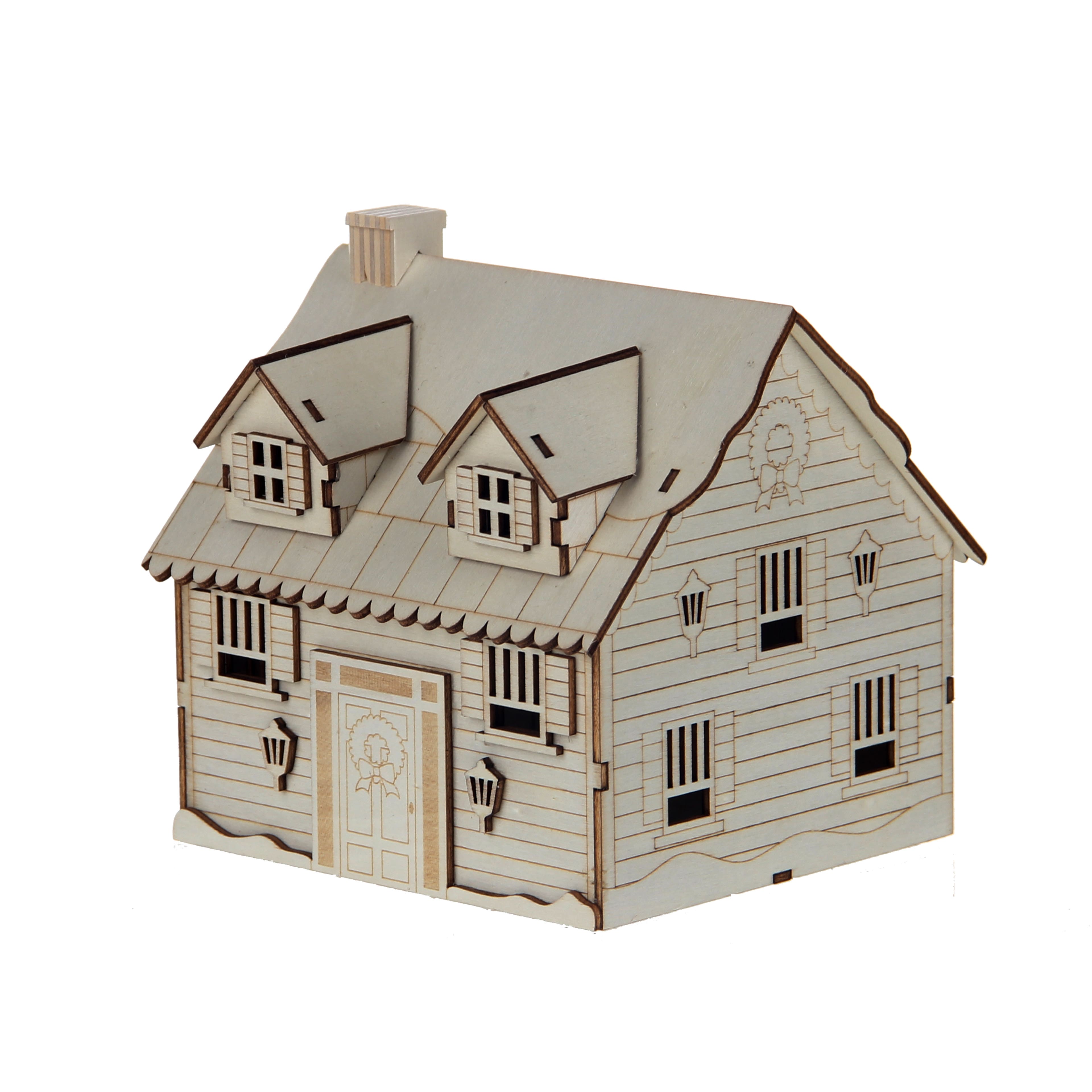 6&#x22; Unfinished Snowy House DIY LED Wood D&#xE9;cor by Make Market&#xAE;