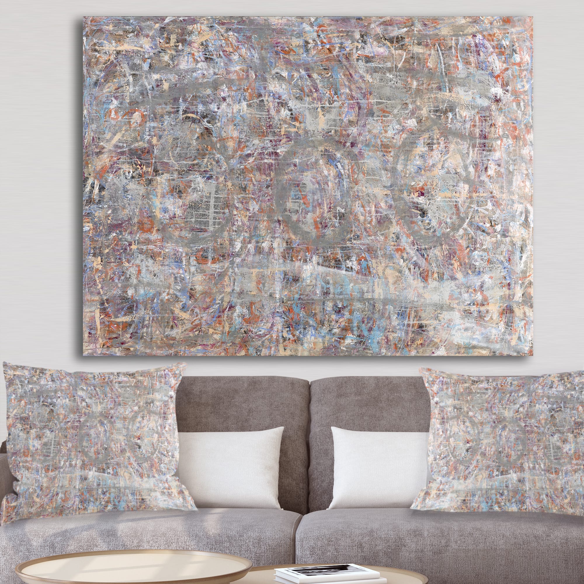 Designart - Blue And Gray Texture Painting - Modern & Contemporary Premium Canvas Wall Art