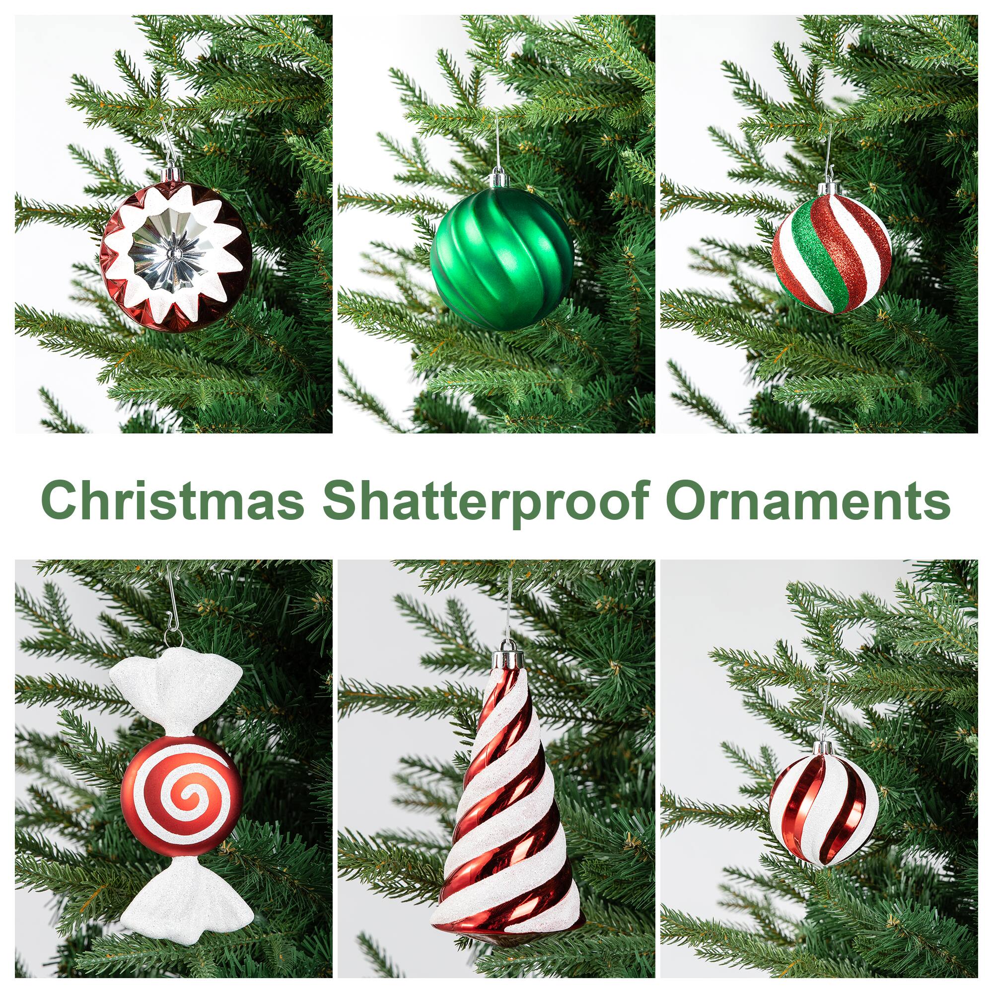 Glitzhome&#xAE; 160 Pack Whimsical Red &#x26; Green Deluxe Boxed Shatterproof Ornaments