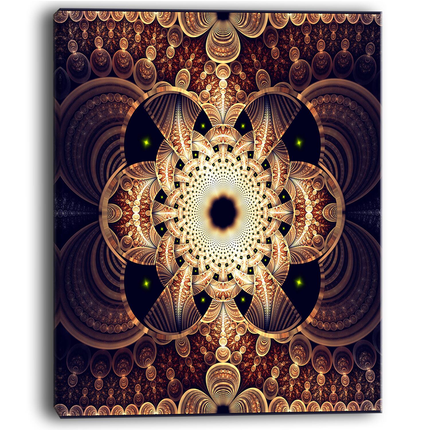 Designart - Brown Red Fractal Flower Pattern Digital - Floral Canvas Art Print