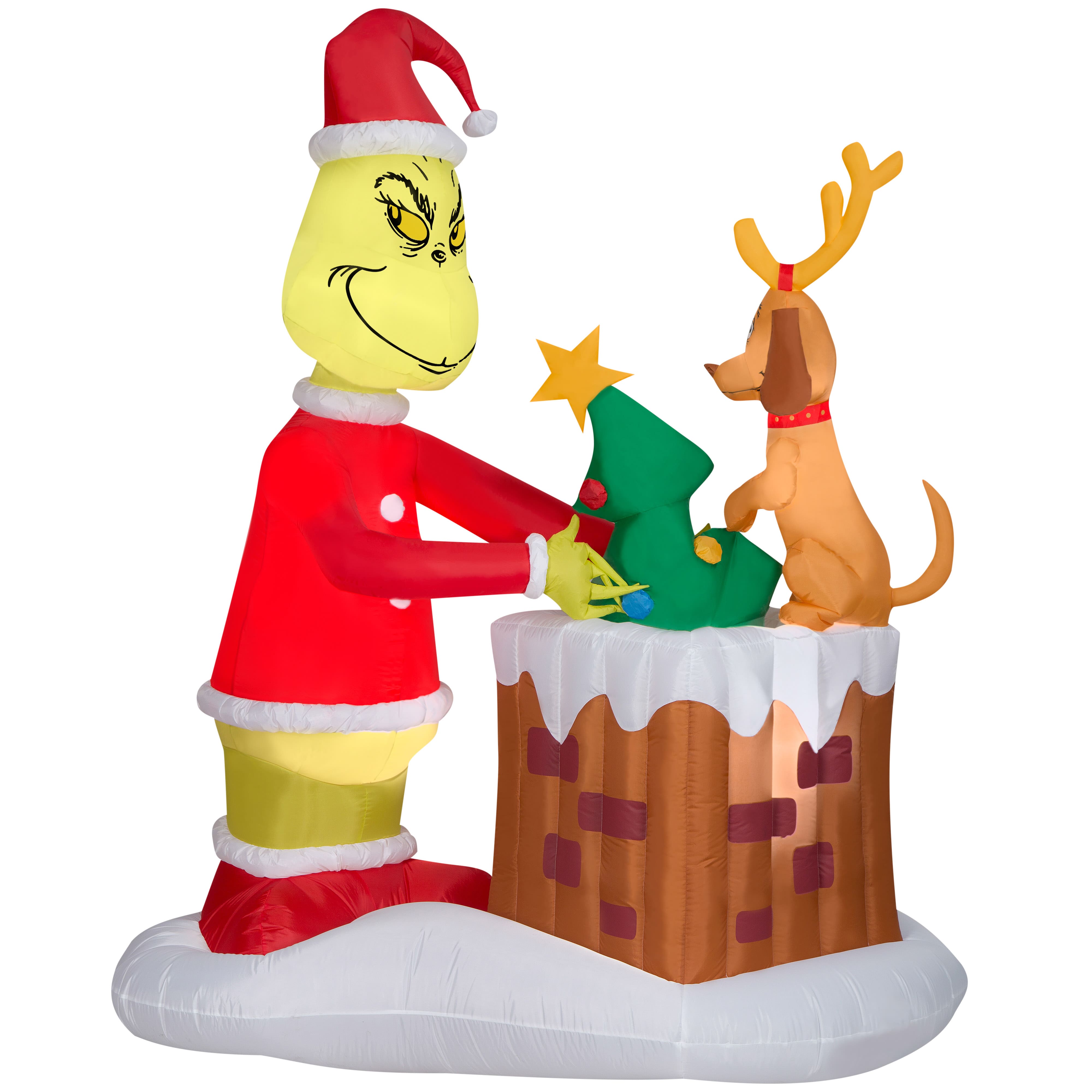 6.5ft. Animated Airblown® Inflatable Christmas Grinch Pulling Tree from ...