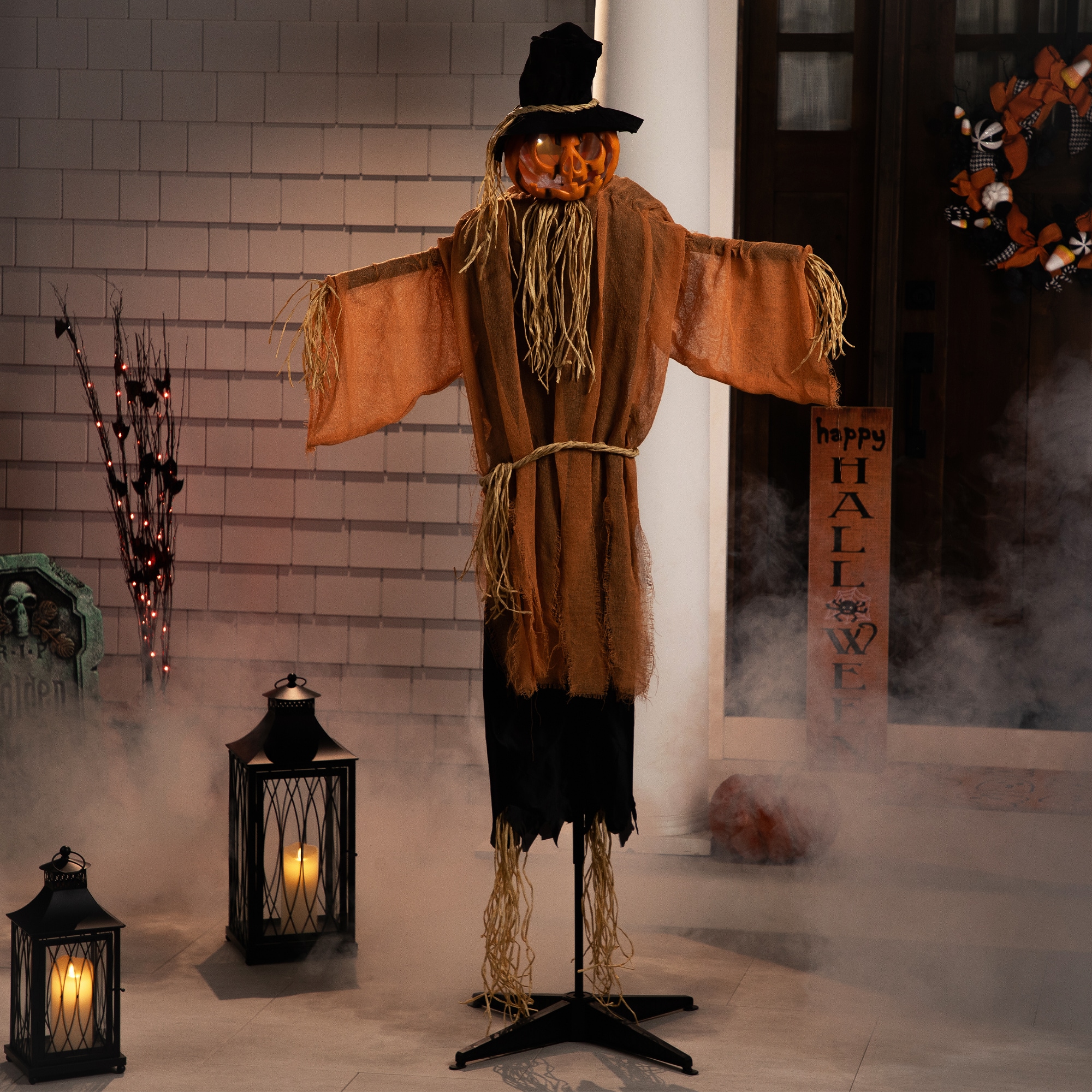 6ft. Animated Jack-O'-Lantern Scarecrow Halloween Decoration