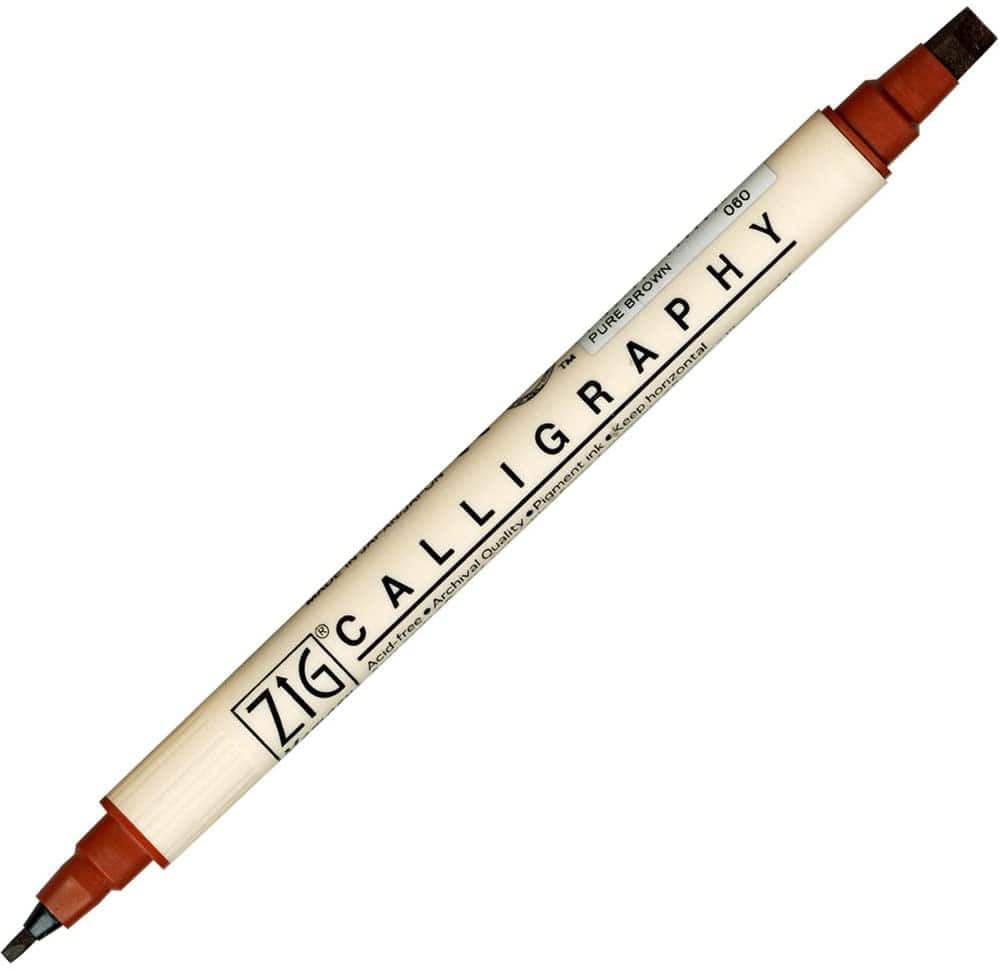 Kuretake Zig Memory System® Pure Brown Dual Tip Calligraphy Marker