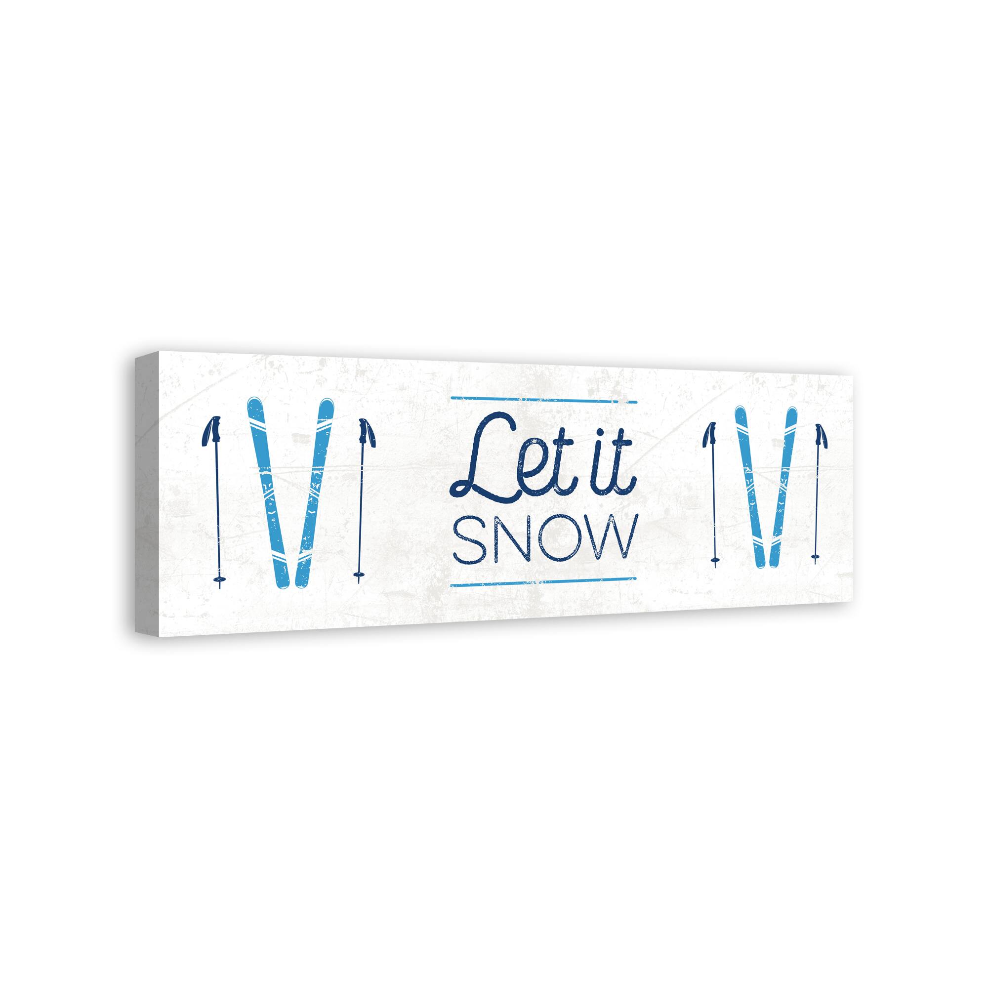 Let It Snow Skis 36x12 Canvas Wall Art
